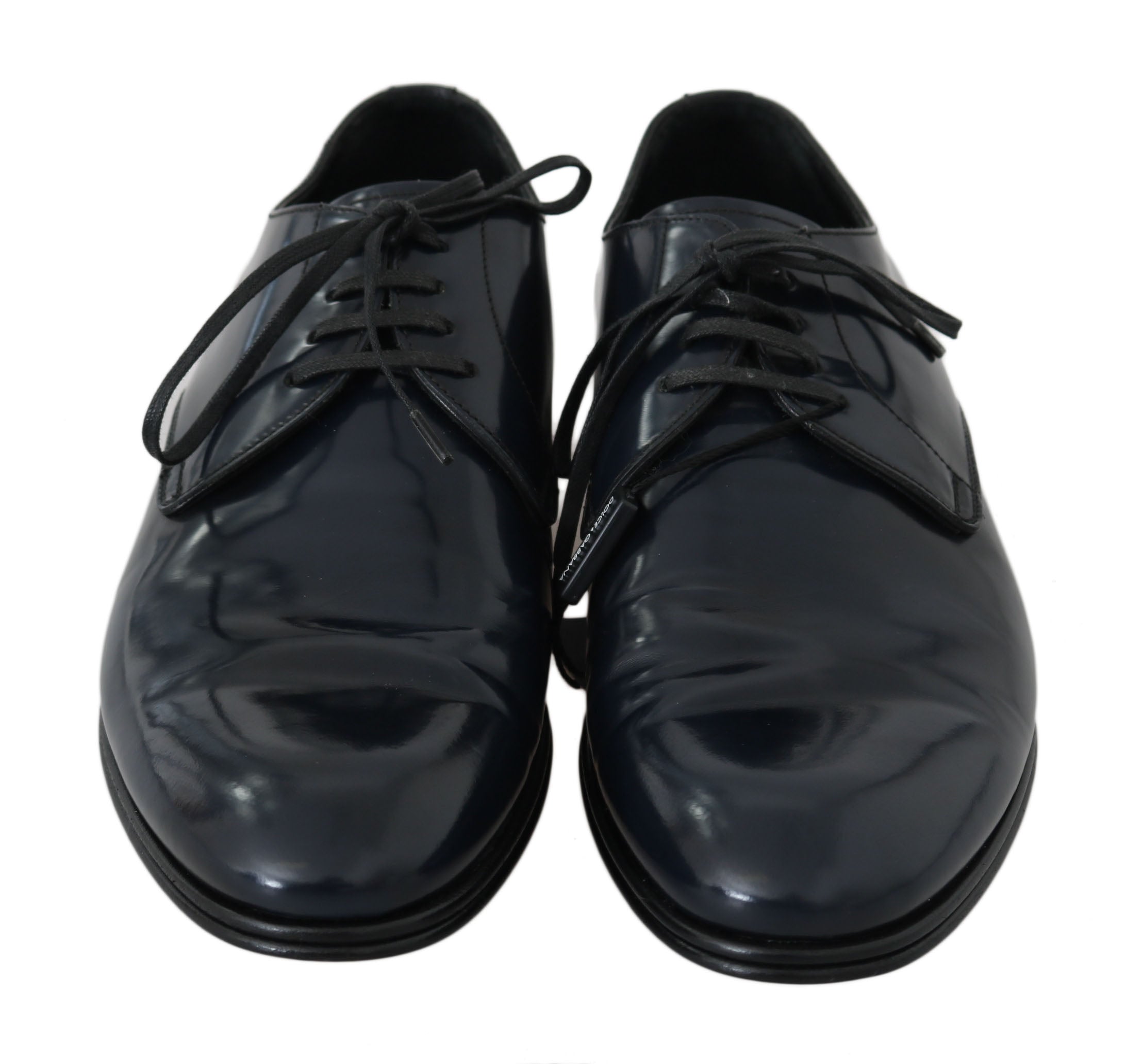 Dolce & Gabbana Blue Leather Dress Derby Formal Mens Men's Shoes