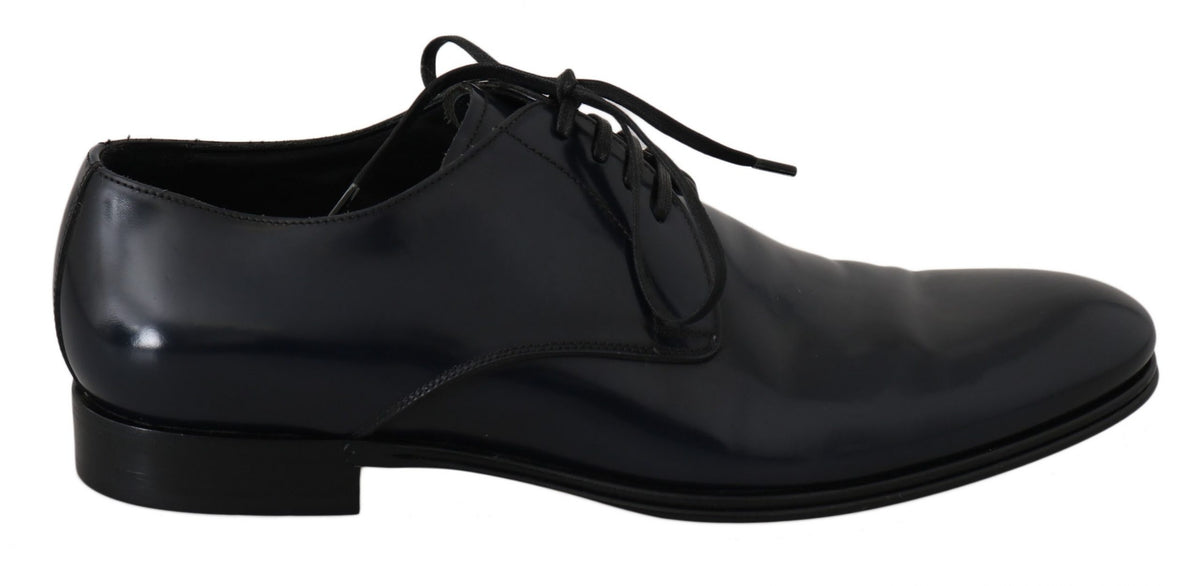 Dolce & Gabbana Blue Leather Dress Derby Formal Mens Men's Shoes