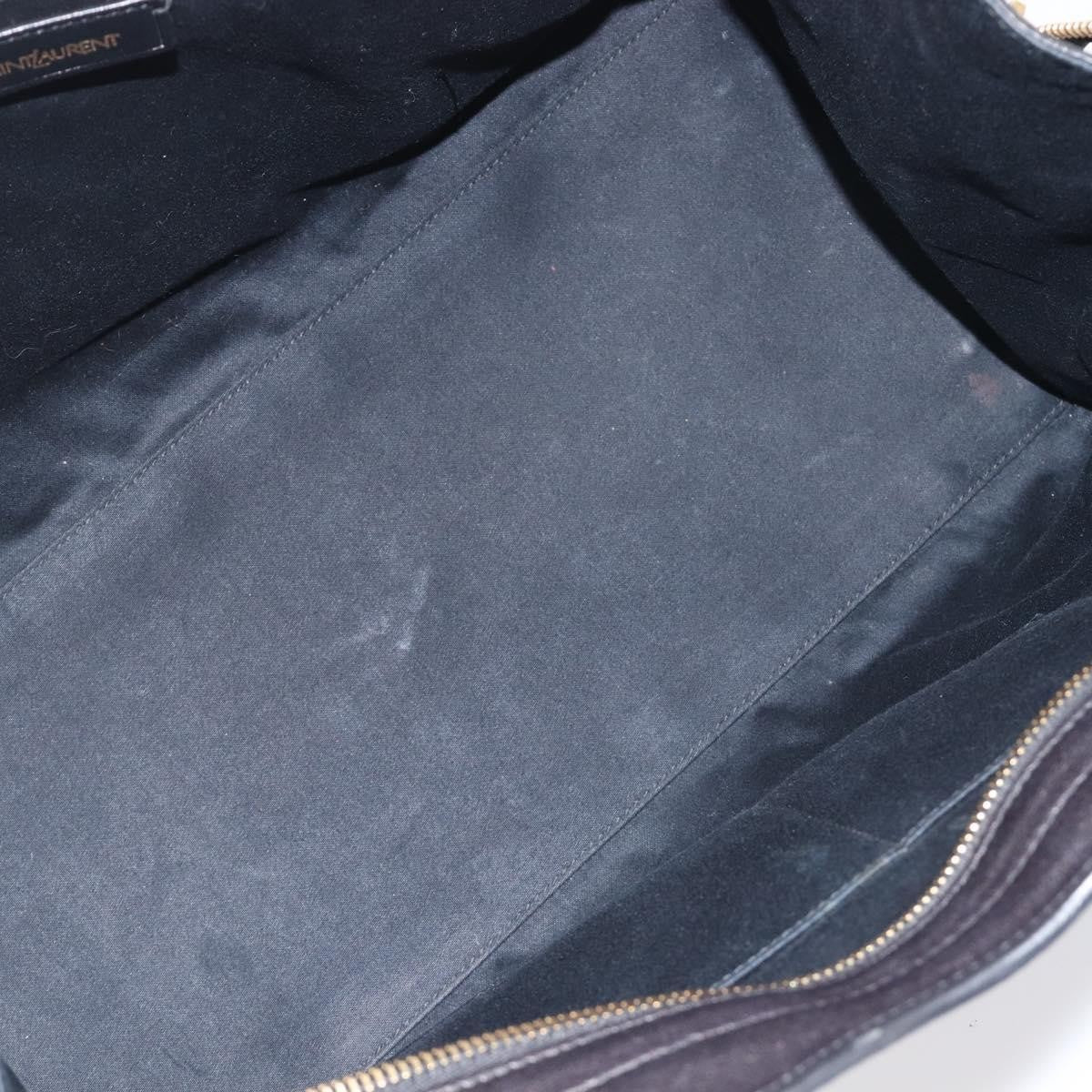 Saint Laurent Classic Y Cabas Leather Black Leather Tote Bag Bag (Pre-Owned)