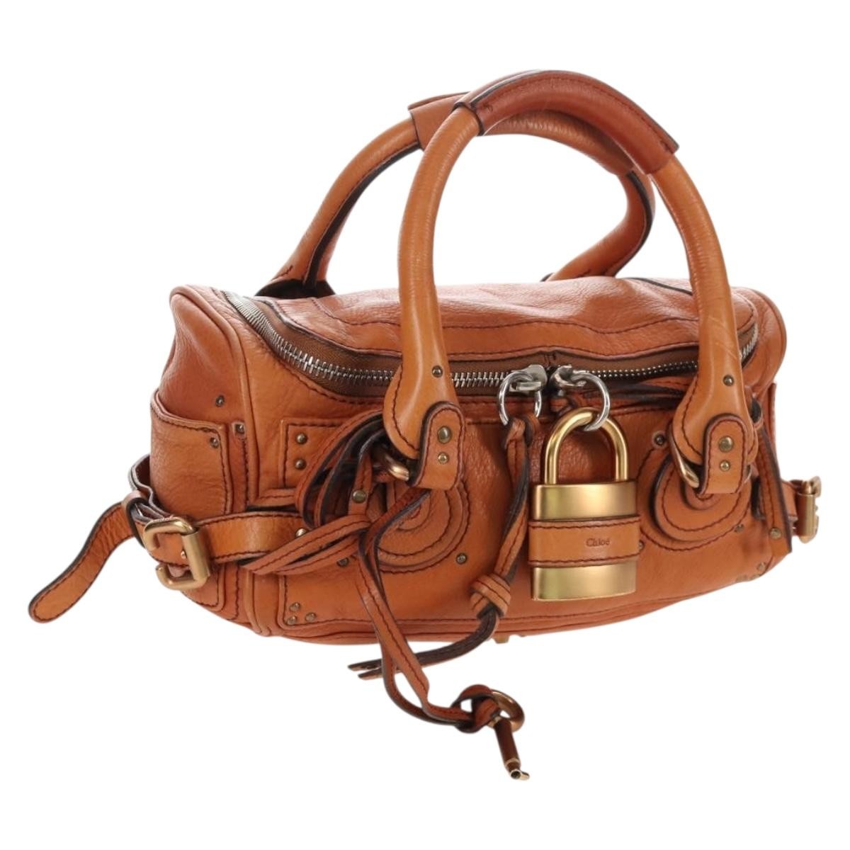 Chloe Paddington Lock Leather Orange Leather Handbag (Pre-Owned)
