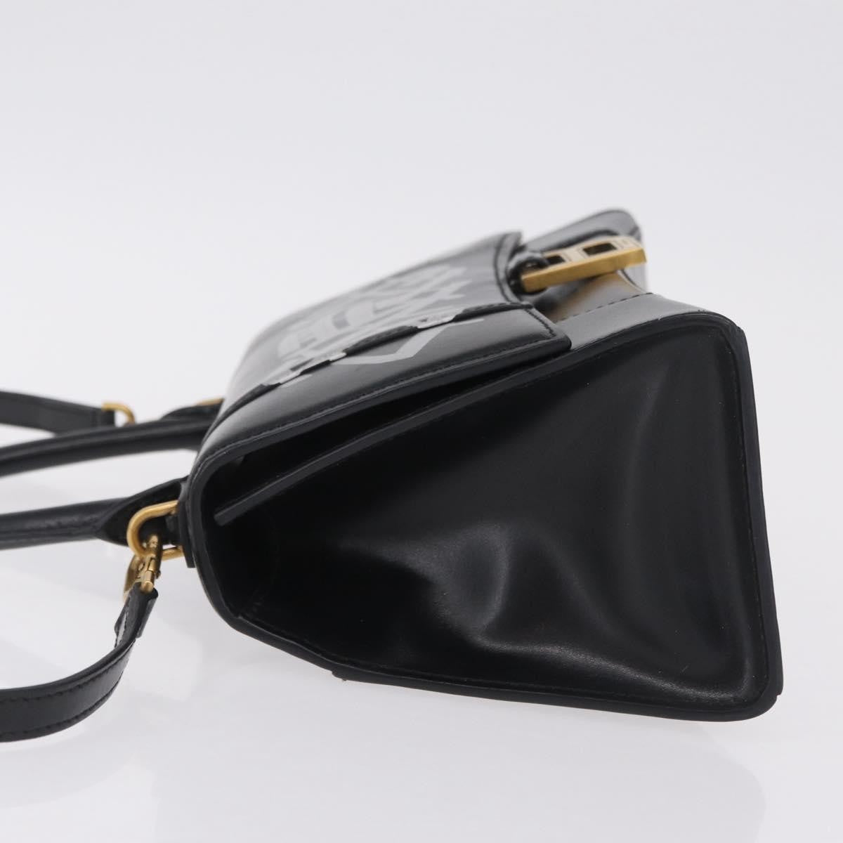 Balenciaga Graffiti Hourglass Top Handle Leather Black Leather Handbag (Pre-Owned)