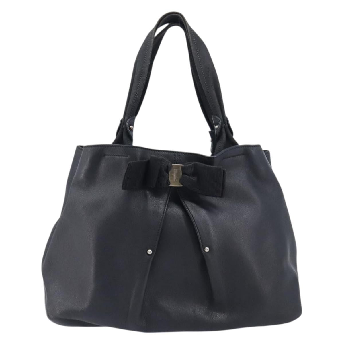 Salvatore Ferragamo Vala Tote Leather Black Leather Tote Bag Bag (Pre-Owned)