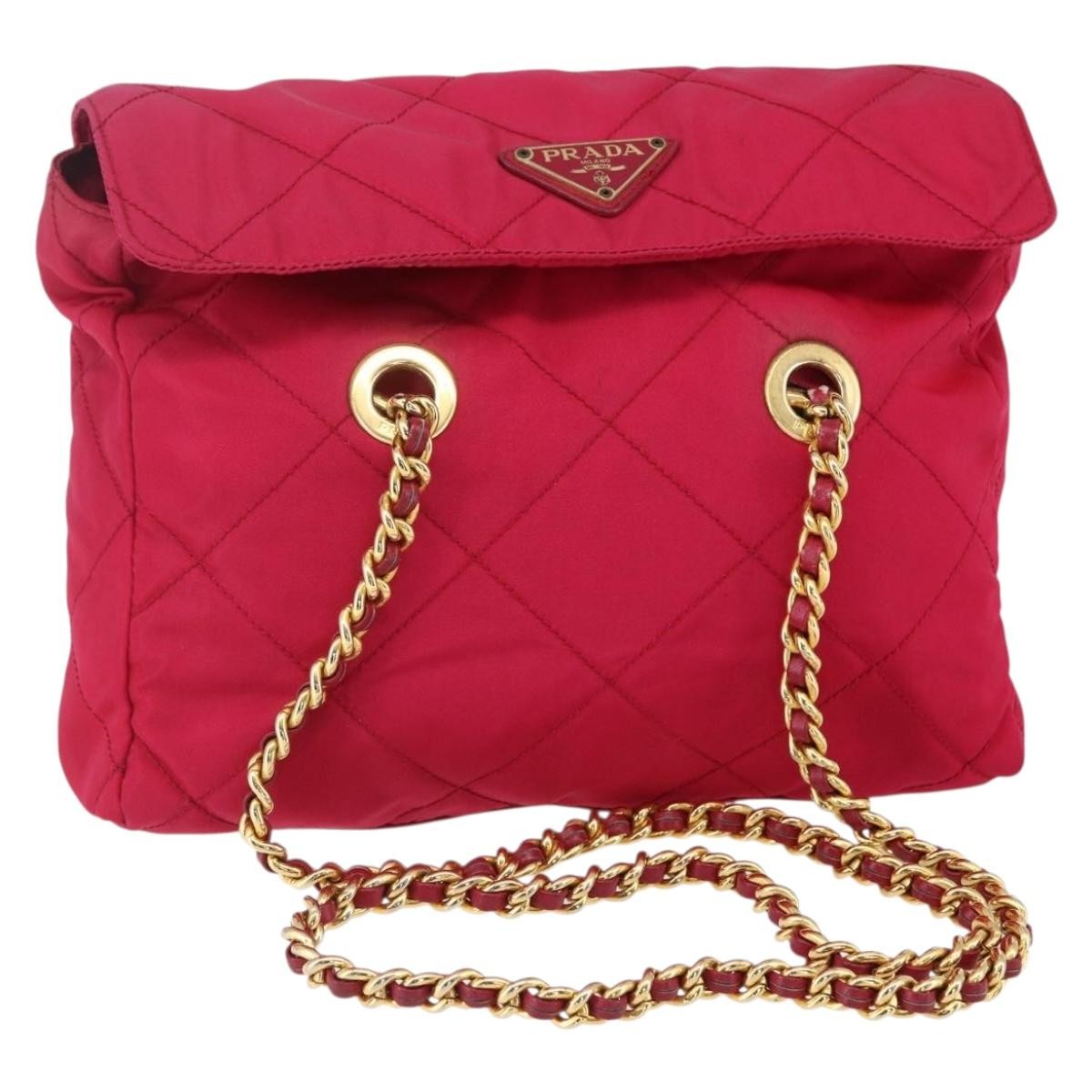 Prada Re-Edition 1995 Chain Tote Quilted Re-Nylon Pink Nylon Shoulder Bag Bag (Pre-Owned)