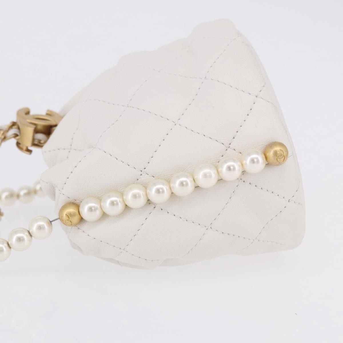 Chanel About Pearls Bucket Quilted Calfskin White Leather Shoulder Bag Bag (Pre-Owned)