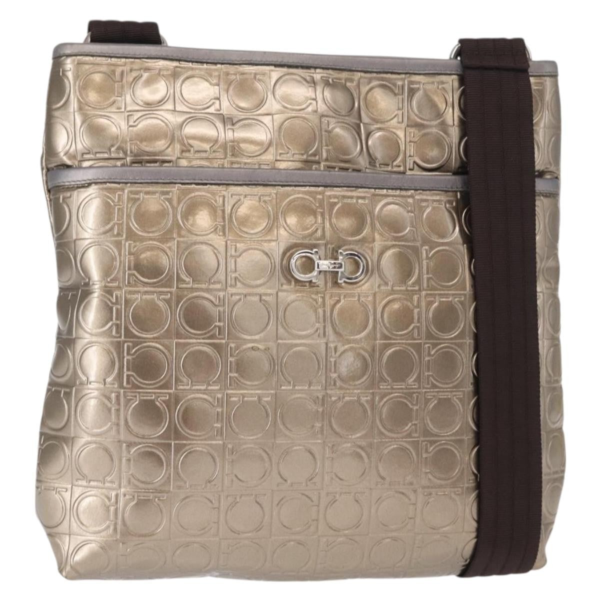 Salvatore Ferragamo Gancini Patent Leather Gold Patent_Leather Shoulder Bag Bag (Pre-Owned)