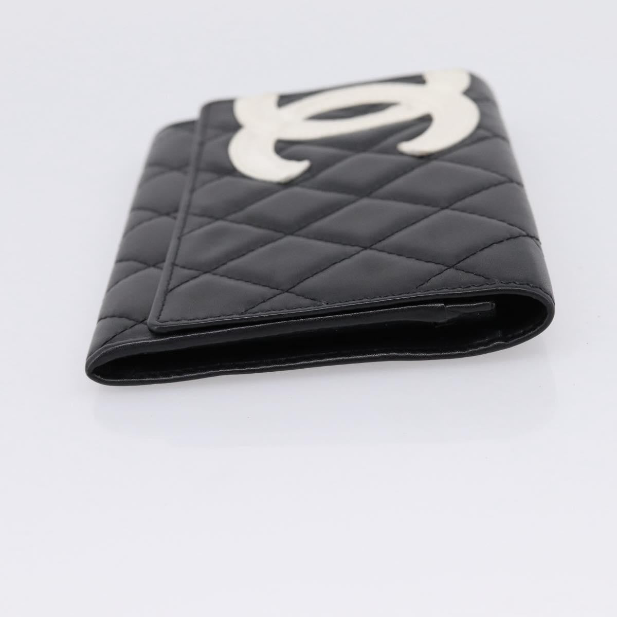 Chanel Cambon Flap Card Case Quilted Lambskin Black Leather Card Holders Accessory (Pre-Owned)