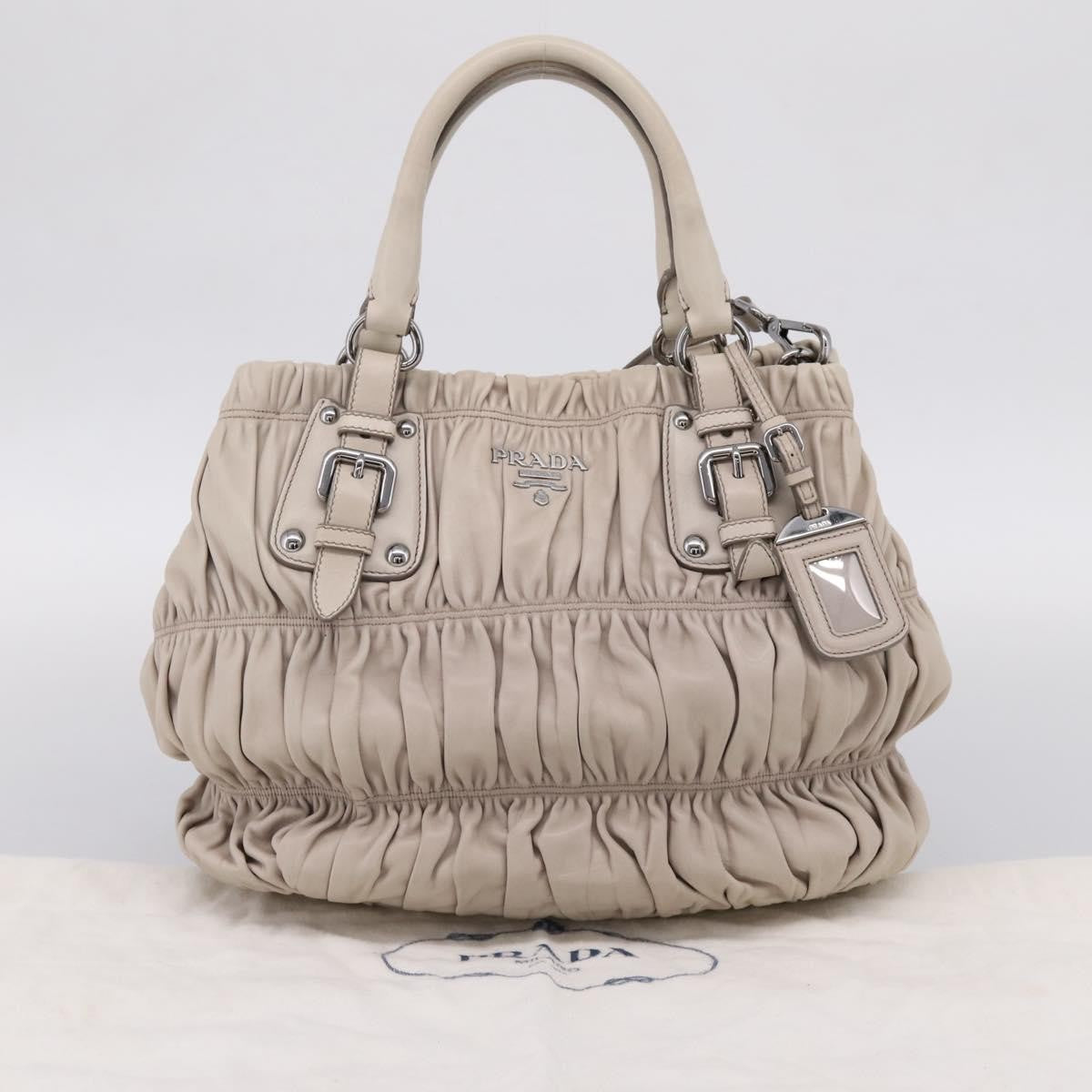 Prada Gaufre Convertible Nappa Leather Beige Leather Tote Bag Bag (Pre-Owned)