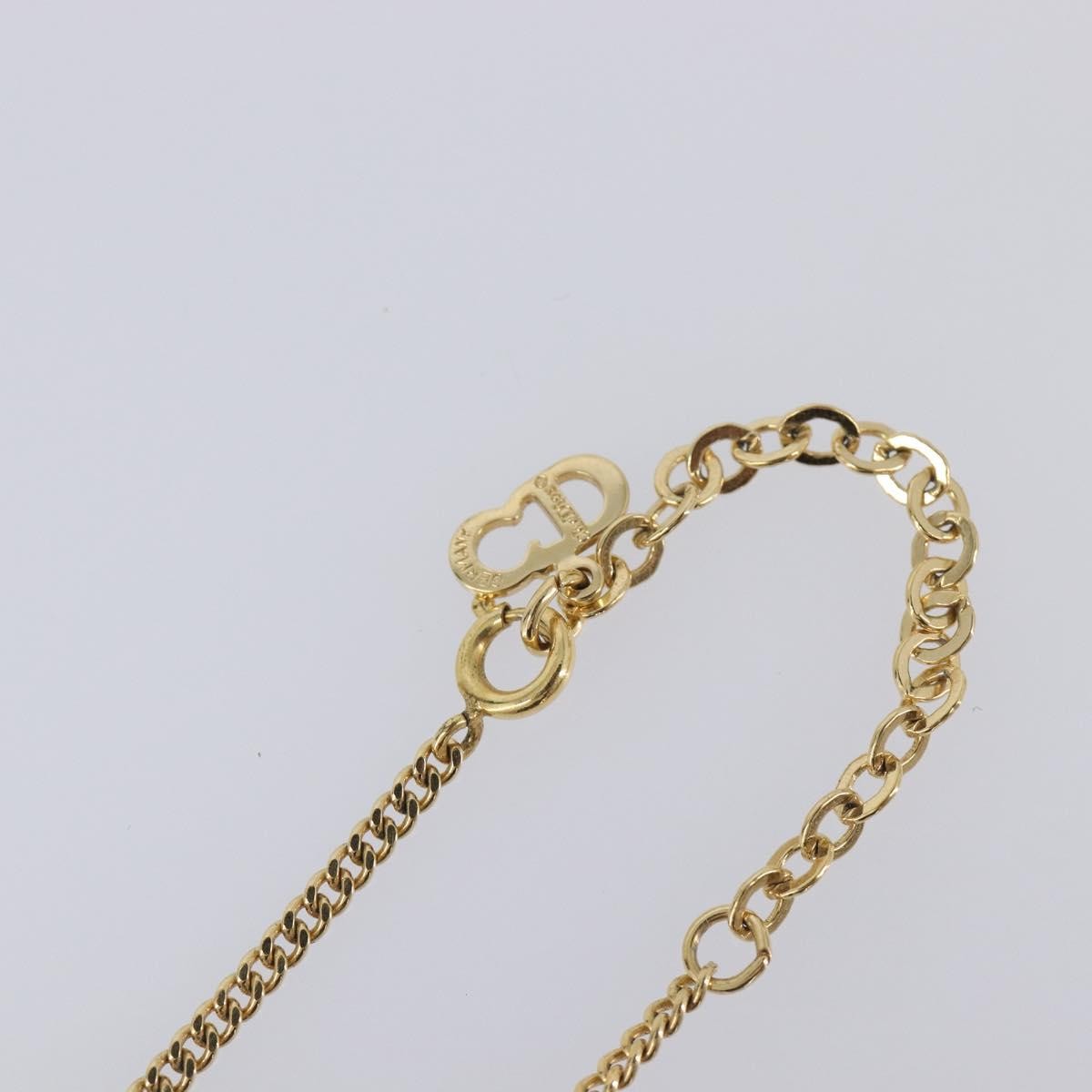 Christian Dior Cd Cube Charms Pendant Metal With Crystals Gold Metal Necklace Jewelry (Pre-Owned)