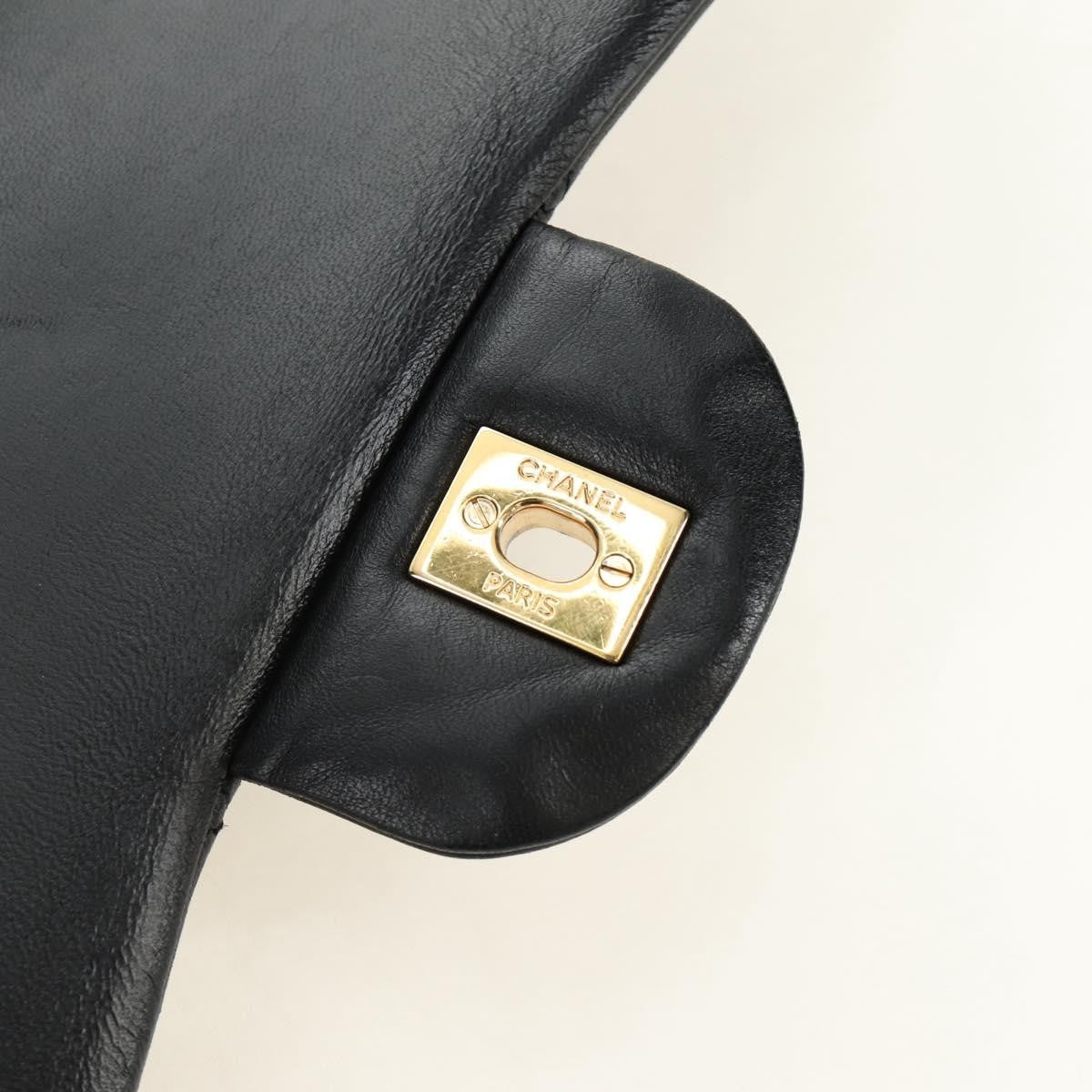 Chanel Timeless - Classic Double Flap Leather Black Leather Handbag (Pre-Owned)