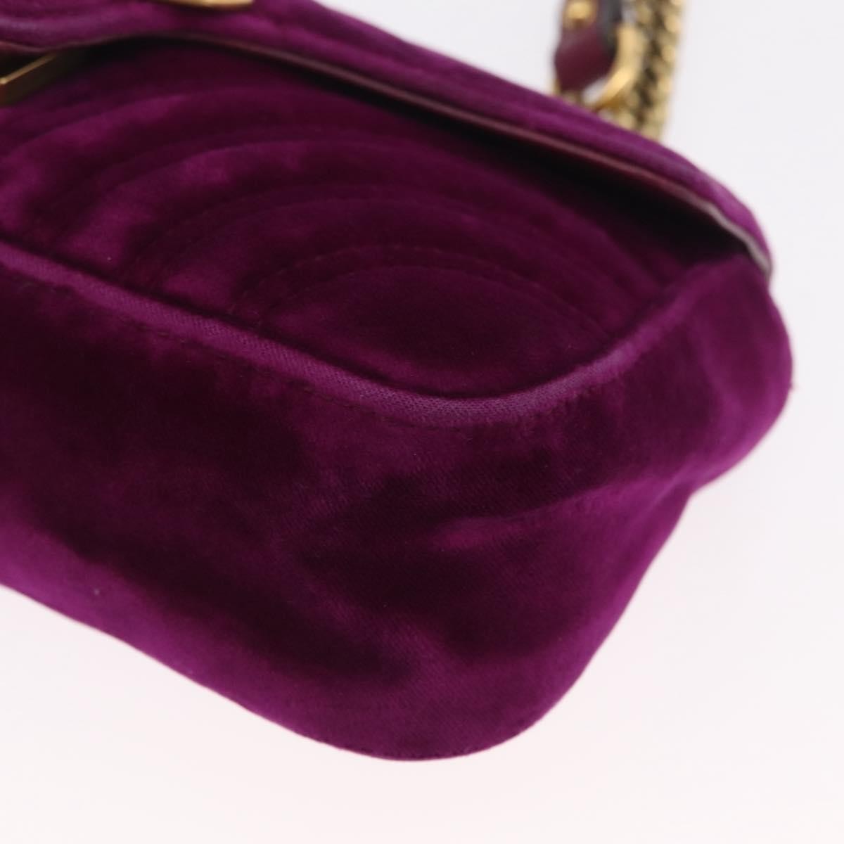 Gucci Gg Marmont Matelassé Velvet Purple Velvet Shoulder Bag Bag (Pre-Owned)