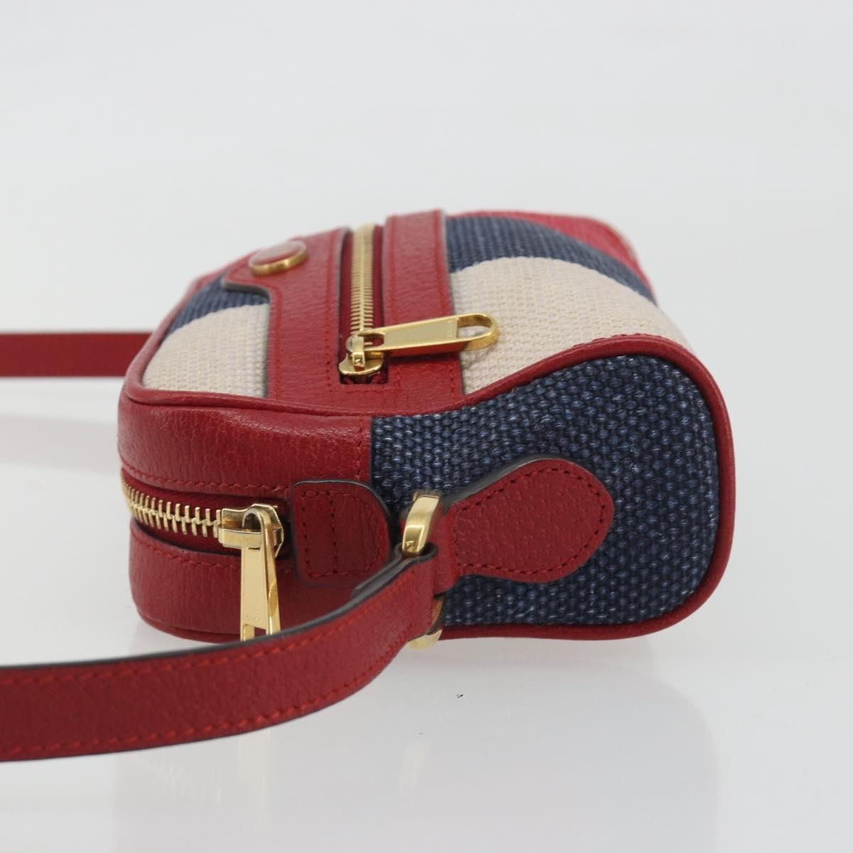Gucci Ophidia Striped Canvas Red Canvas Shoulder Bag Bag (Pre-Owned)