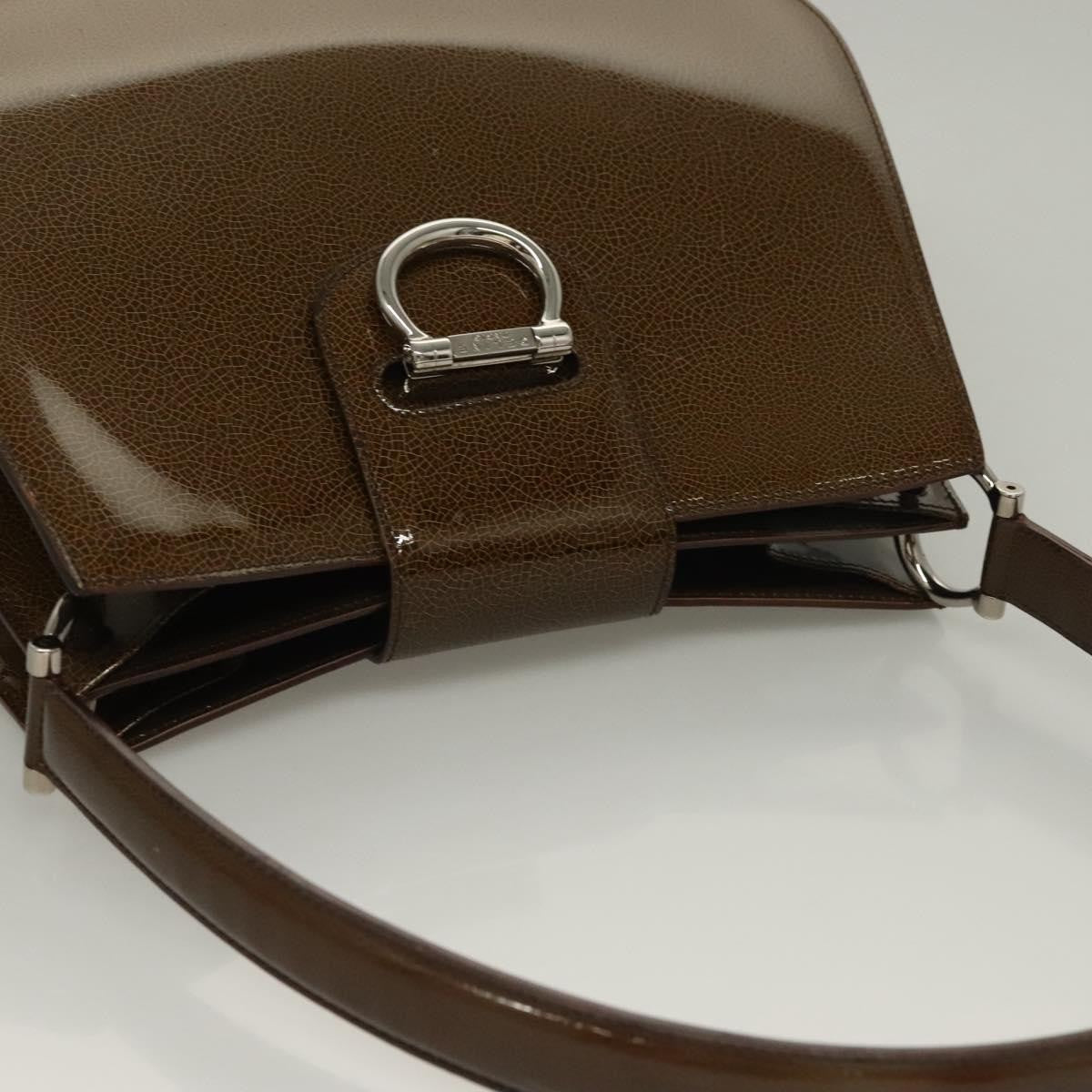 Celine Shoulder Leather Khaki Patent_Leather Shoulder Bag Bag (Pre-Owned)
