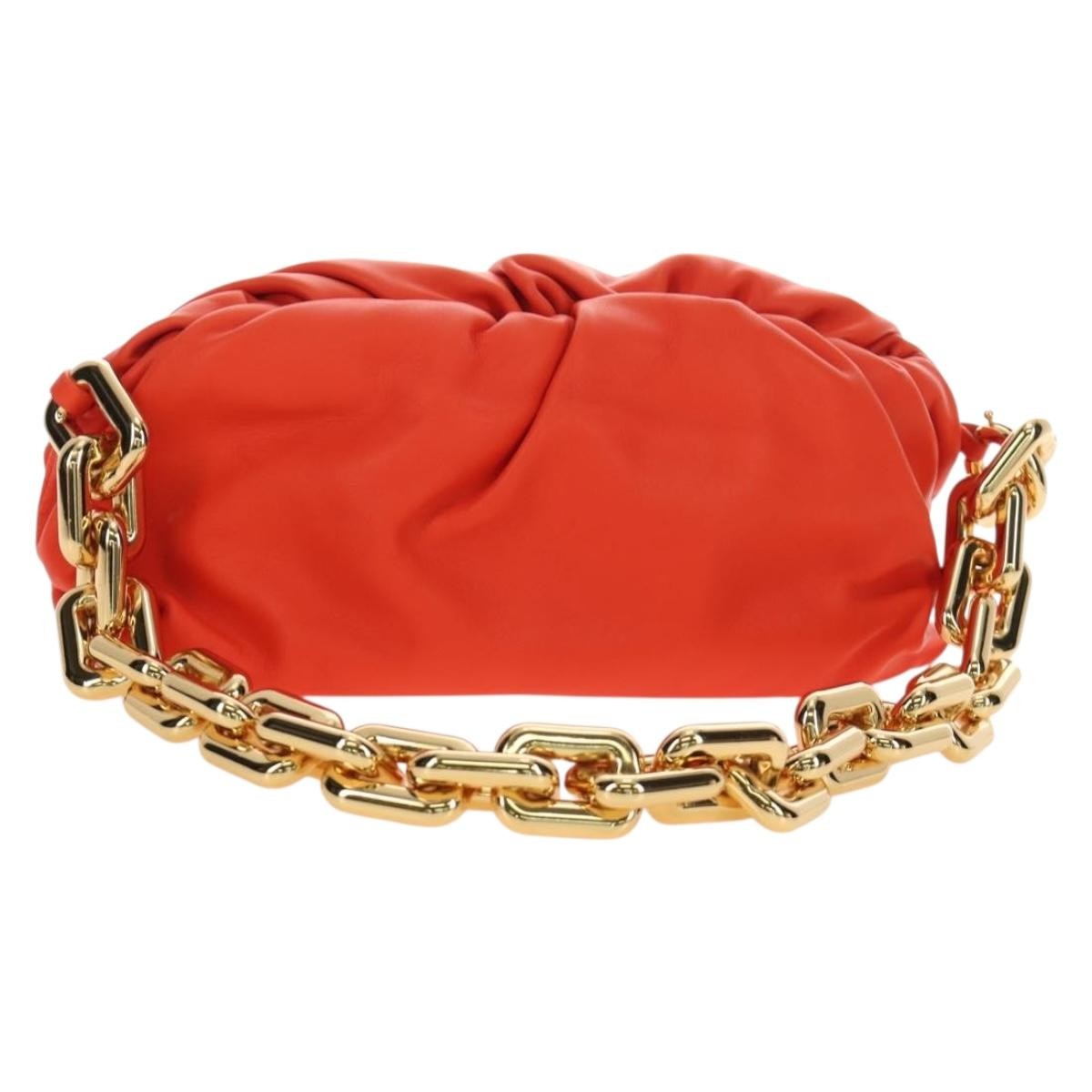 Bottega Veneta The Chain Leather Orange Leather Shoulder Bag Bag (Pre-Owned)