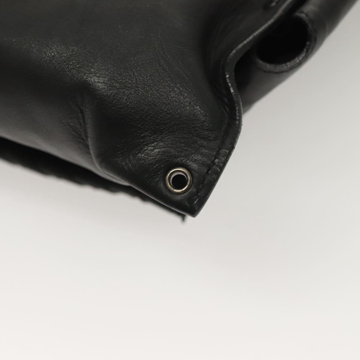 Bottega Veneta Utility Waist Leather With Intrecciato Black Leather Bag (Pre-Owned)