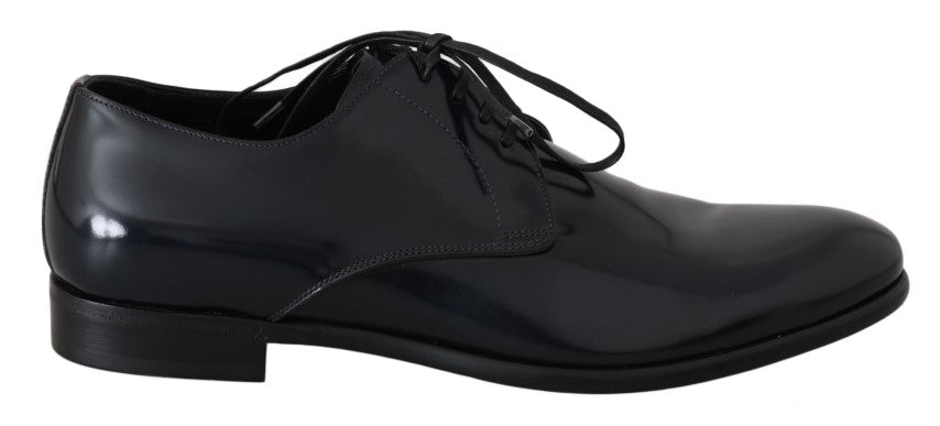 Dolce & Gabbana Blue Leather Polished Dress Derby Men's Shoes