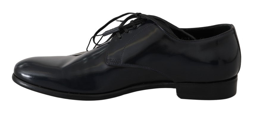 Dolce & Gabbana Blue Leather Polished Dress Derby Men's Shoes