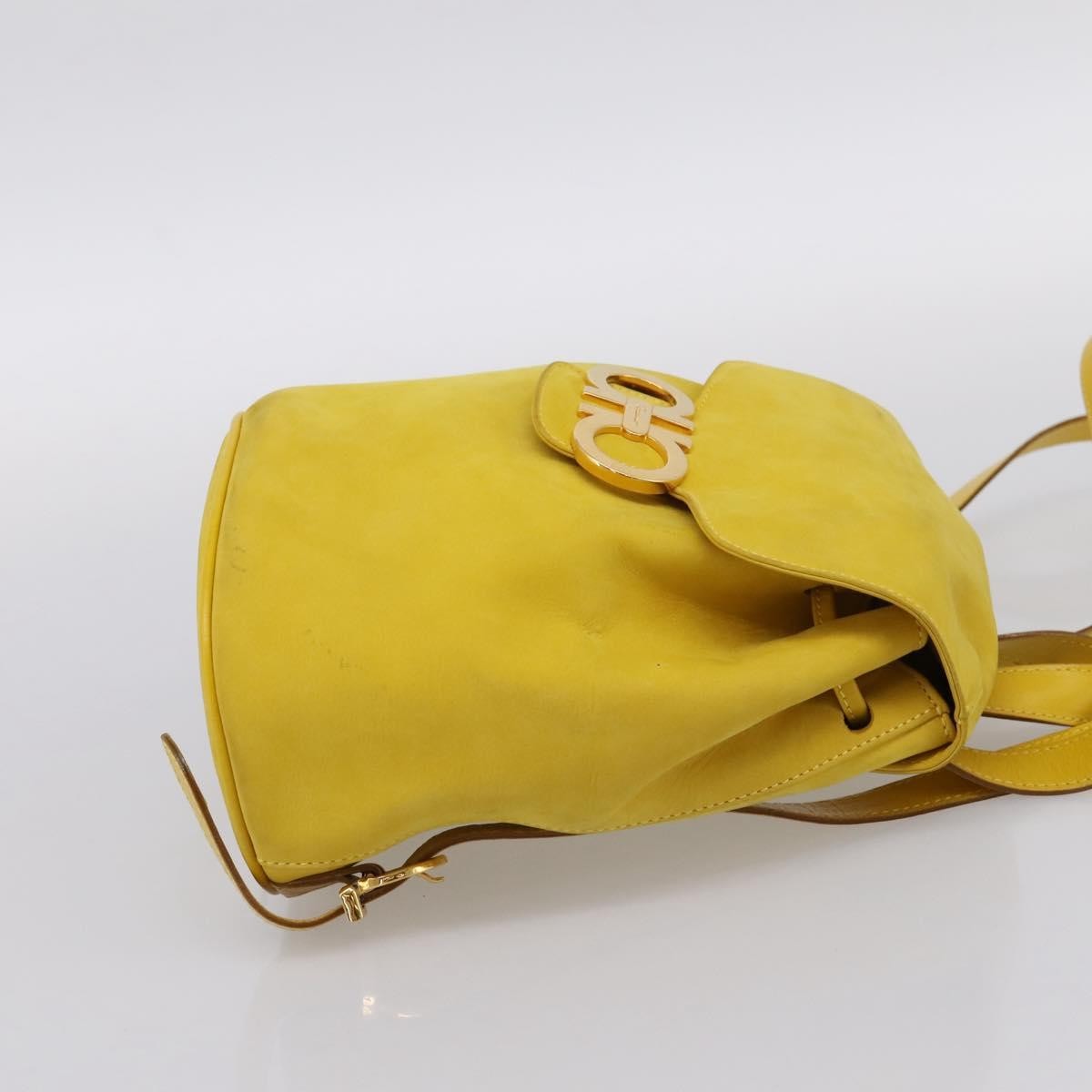 Salvatore Ferragamo Gancini Suede Yellow Suede Backpack Bag (Pre-Owned)