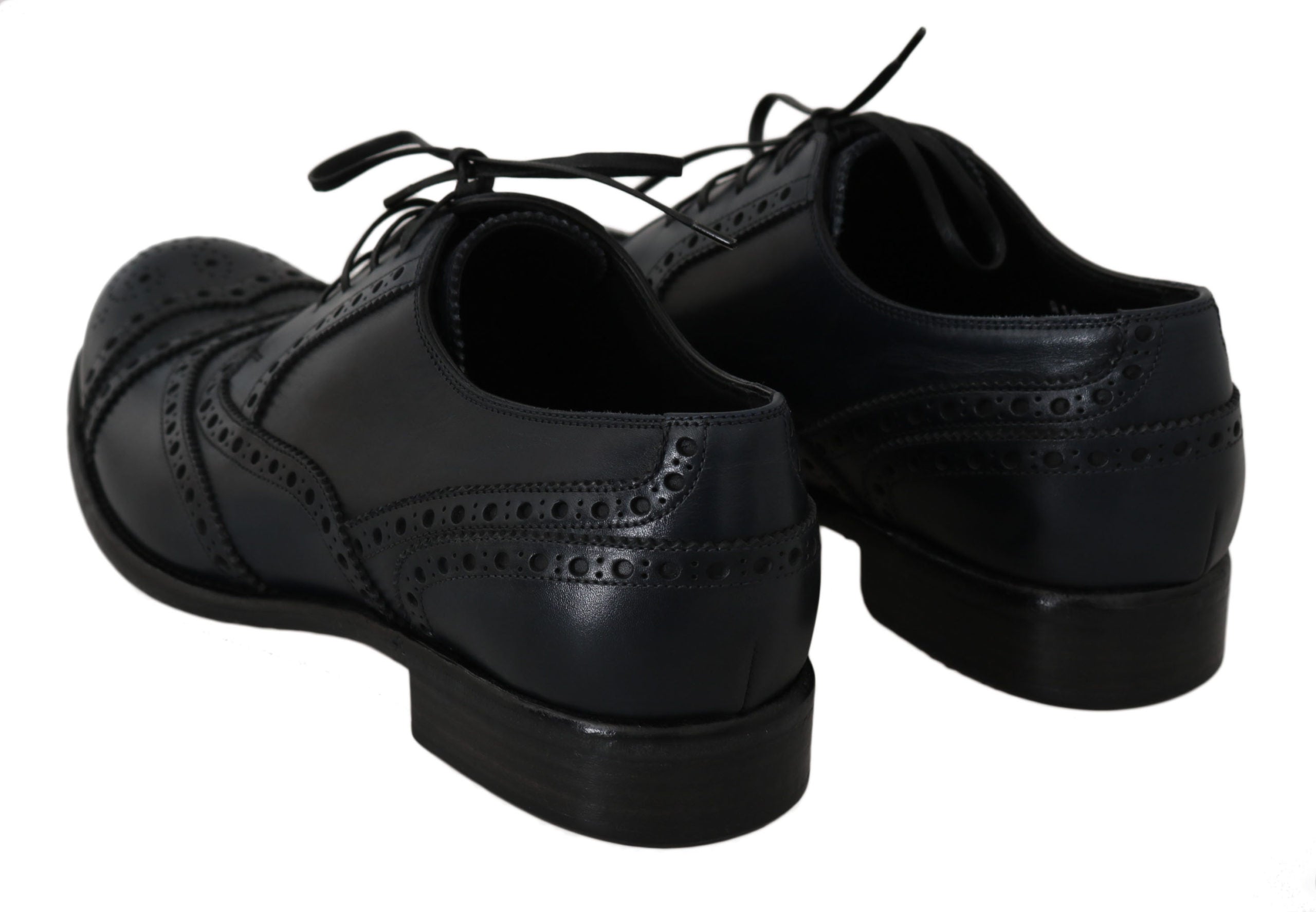 Dolce & Gabbana Dark Blue Leather Wingtip Oxford Dress Men's Shoes