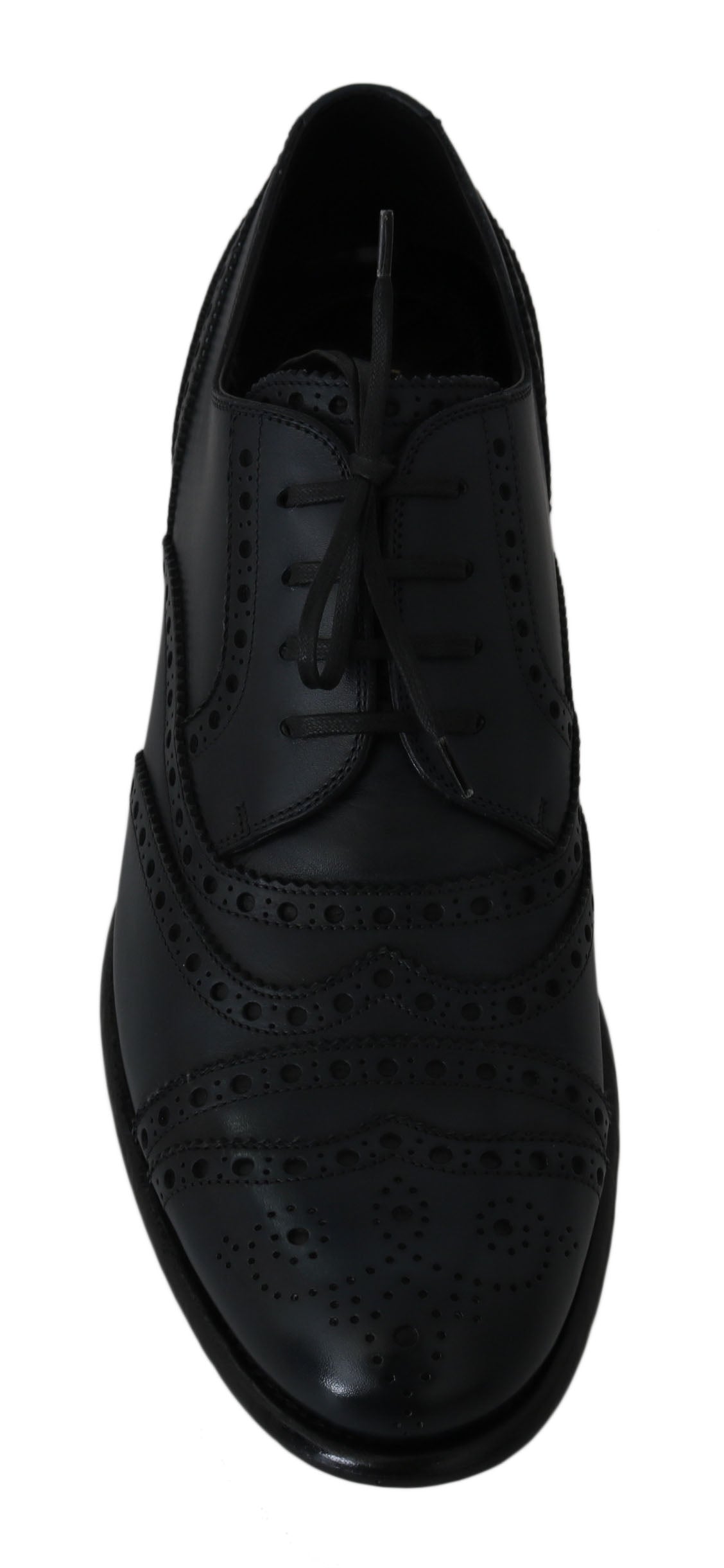 Dolce & Gabbana Dark Blue Leather Wingtip Oxford Dress Men's Shoes