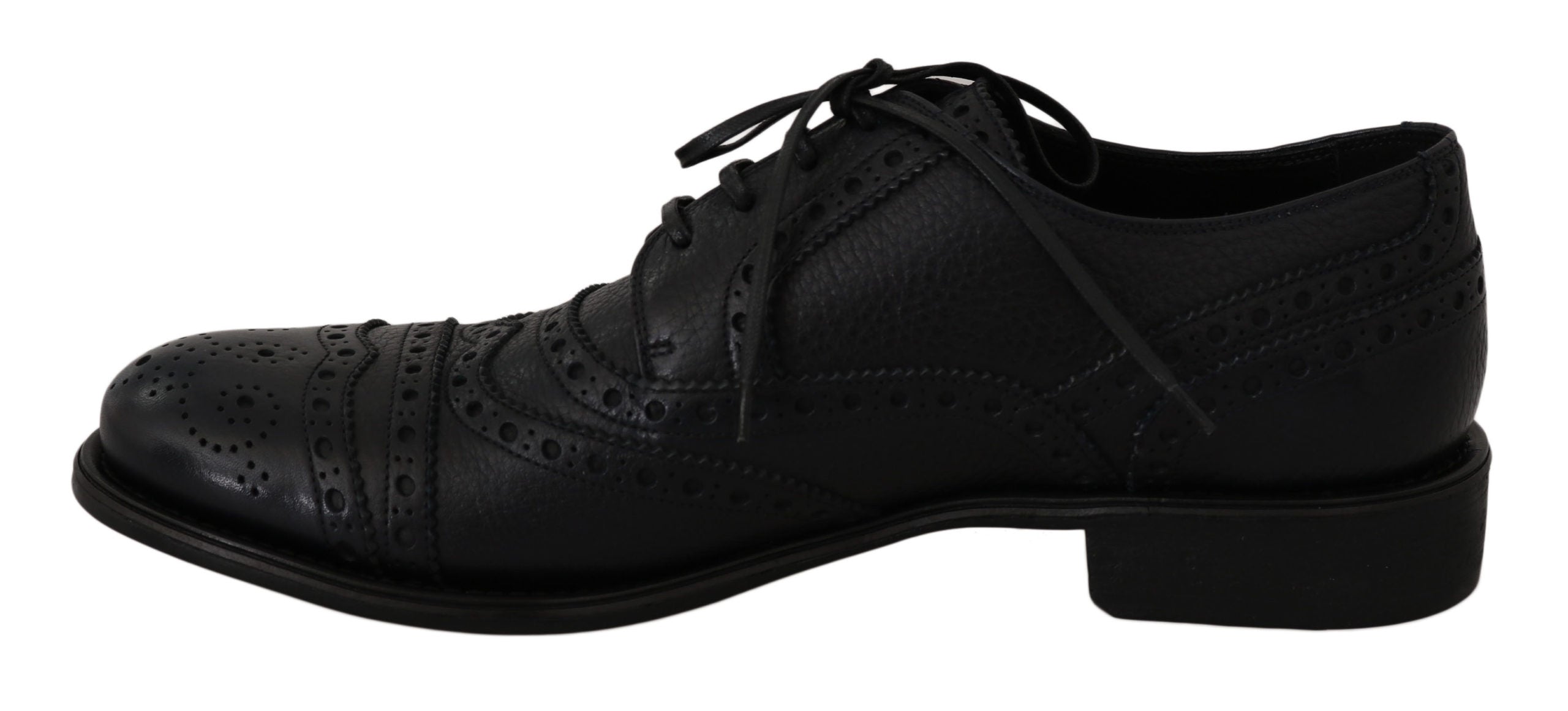 Dolce & Gabbana Blue Leather Wingtip Oxford Dress Men's Shoes