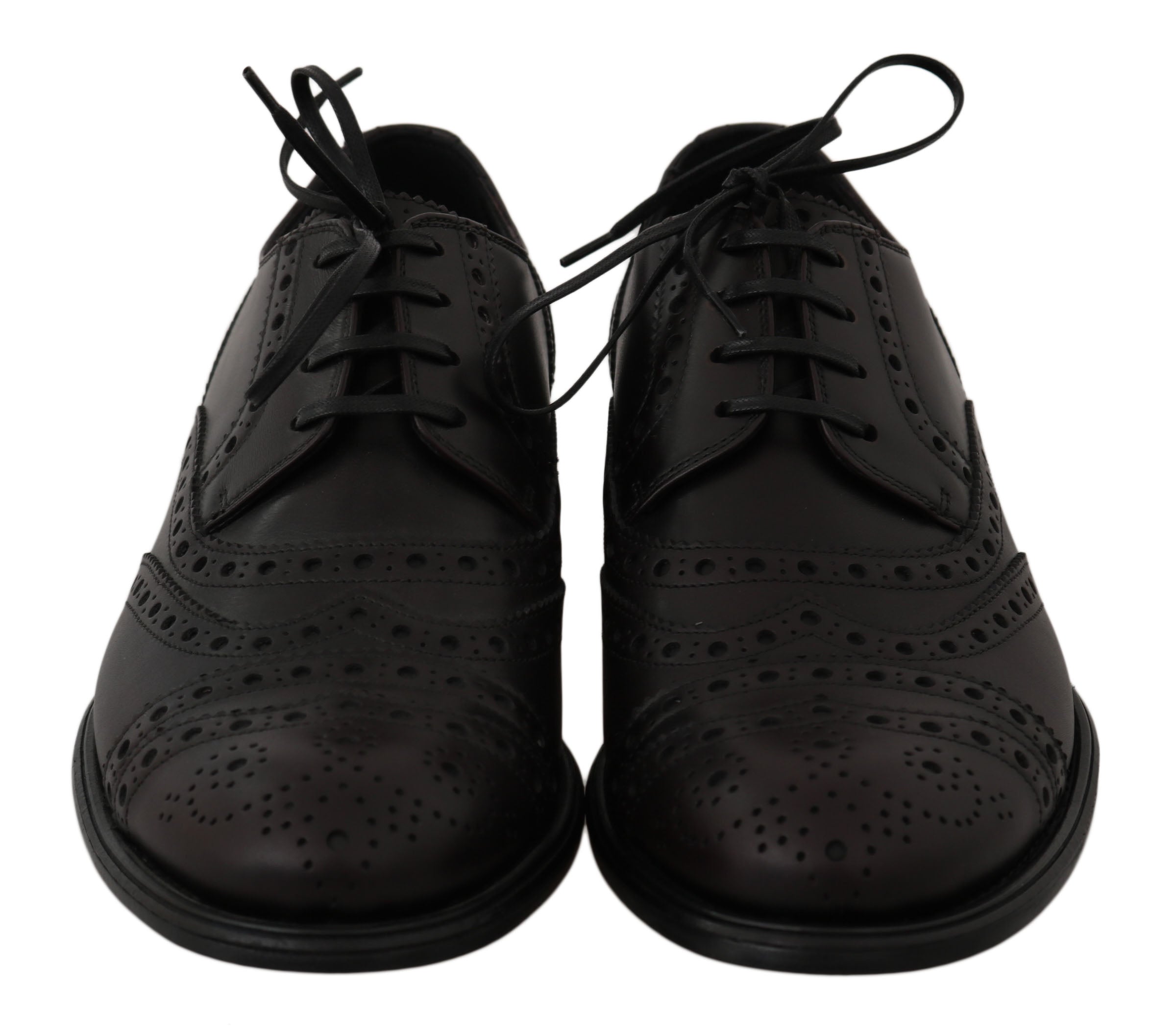 Dolce & Gabbana Black Leather Wingtip Oxford Dress Men's Shoes