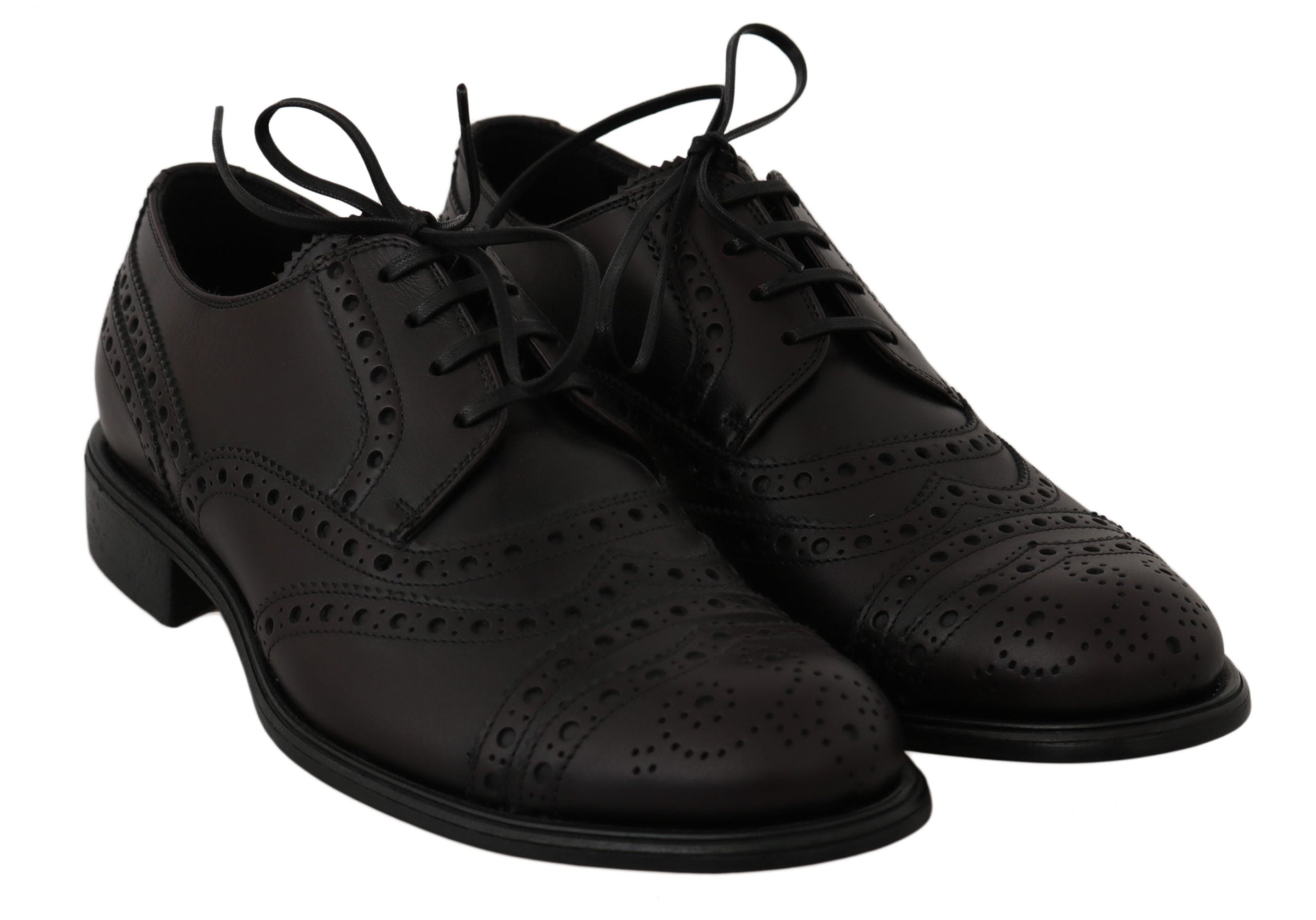 Dolce & Gabbana Black Leather Wingtip Oxford Dress Men's Shoes
