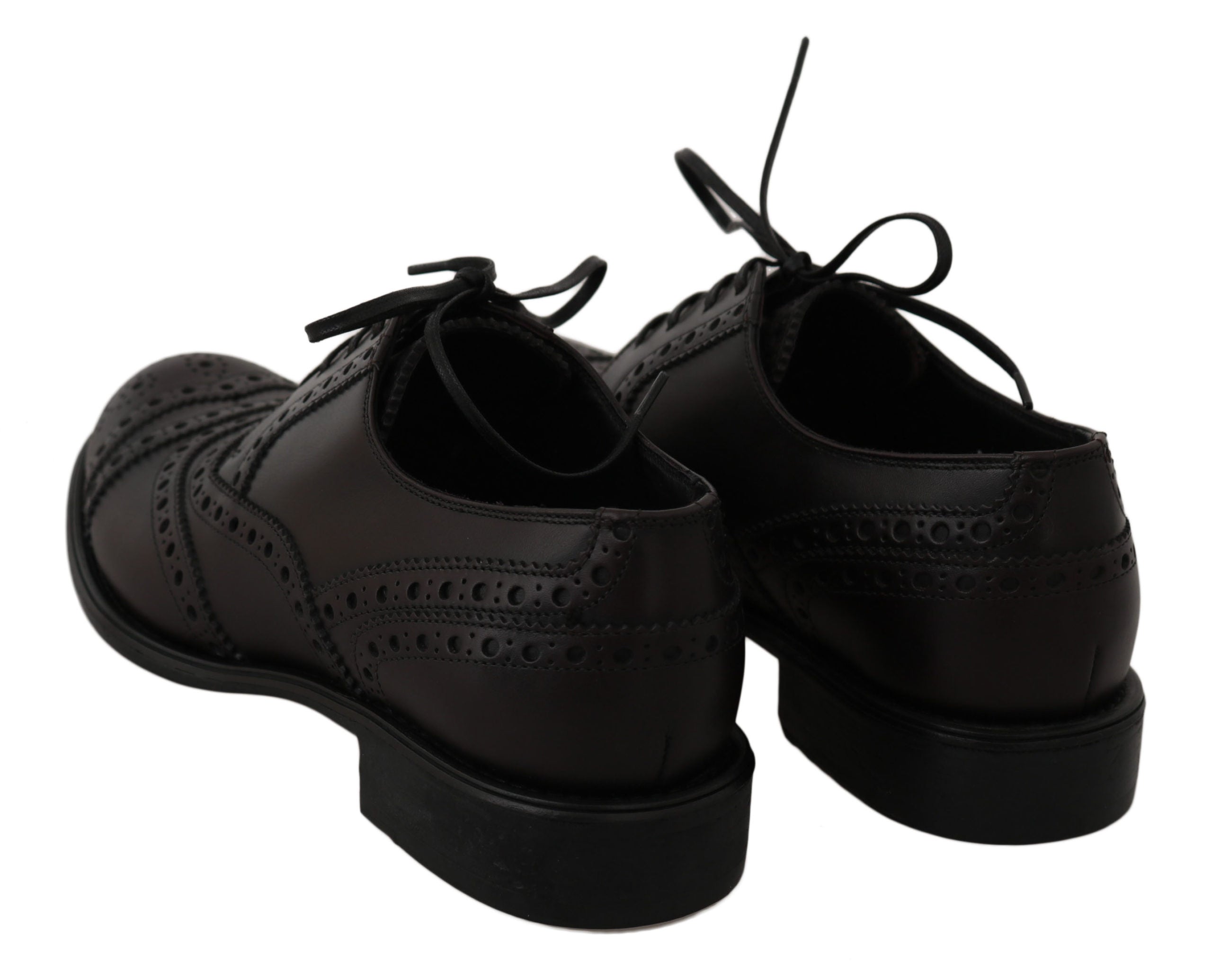 Dolce & Gabbana Black Leather Wingtip Oxford Dress Men's Shoes