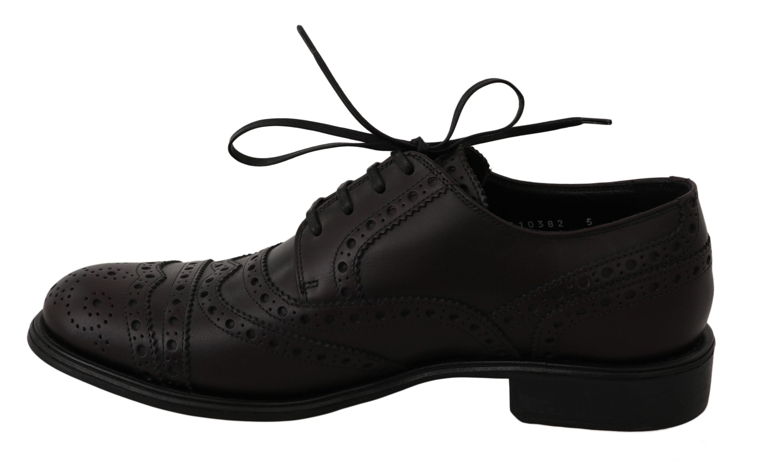 Dolce & Gabbana Black Leather Wingtip Oxford Dress Men's Shoes