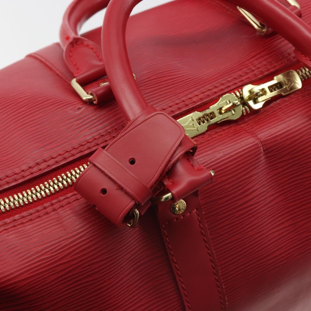 Louis Vuitton Keepall Epi Leather Red Leather Travel Bag Bag (Pre-Owned)