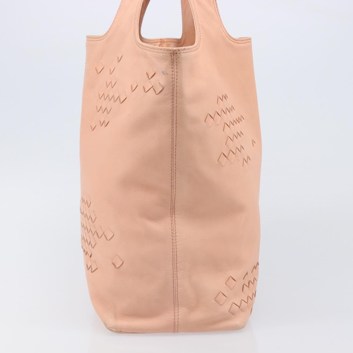 Bottega Veneta Regent Leather With Intrecciato Detail Pink Leather Tote Bag Bag (Pre-Owned)