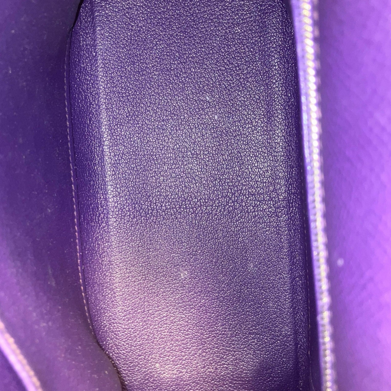 Hermes Kelly Purple Epsom With Palladium Hardware Purple Leather Handbag (Pre-Owned)
