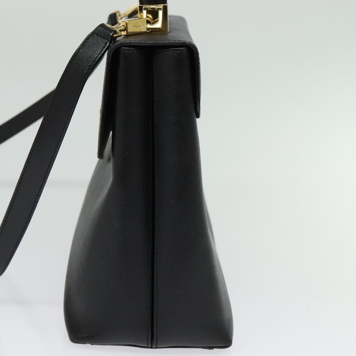 Salvatore Ferragamo Gancini Convertible Top Handle Leather Black Leather Handbag (Pre-Owned)