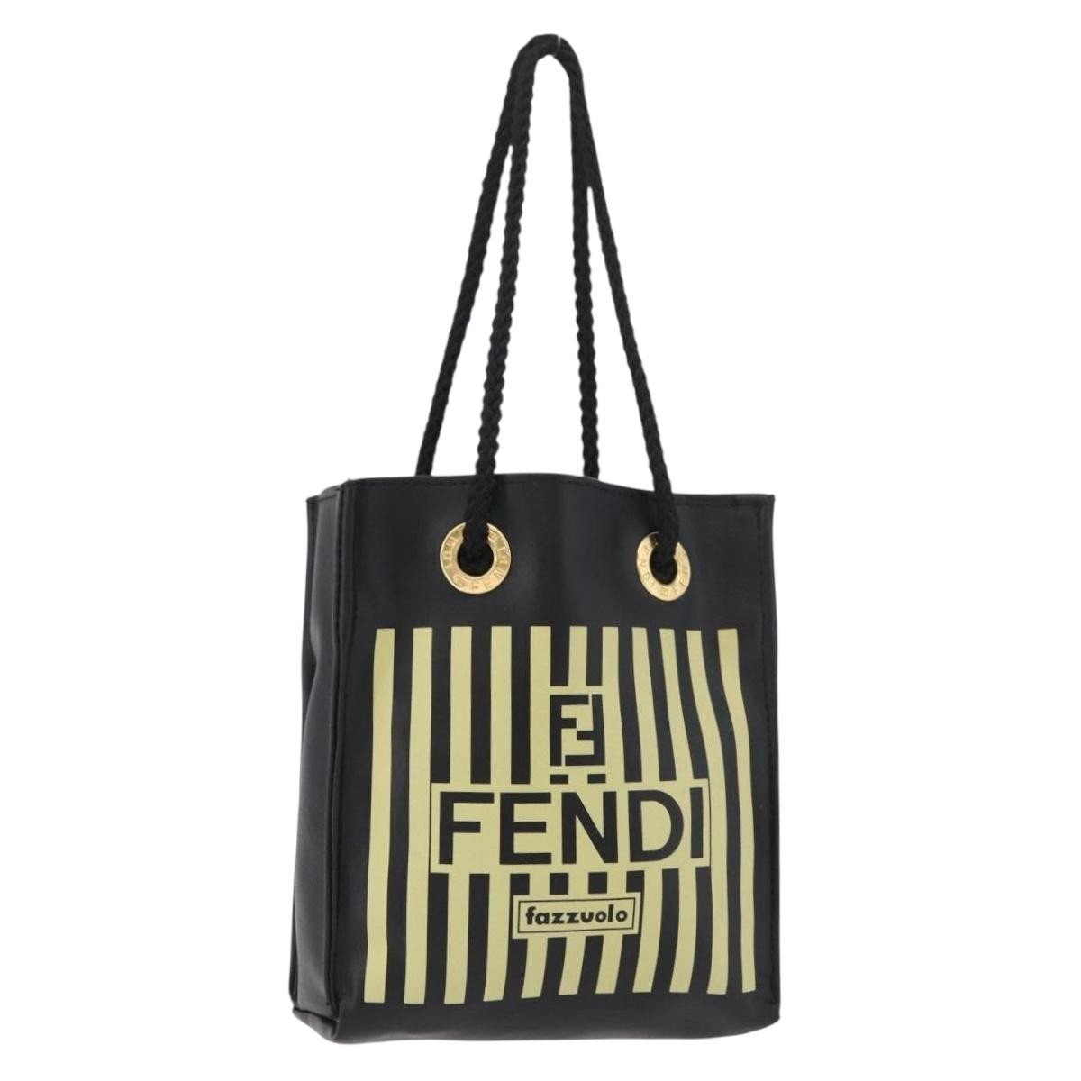 Fendi Fazzuolo Leather Black Polyester Tote Bag Bag (Pre-Owned)