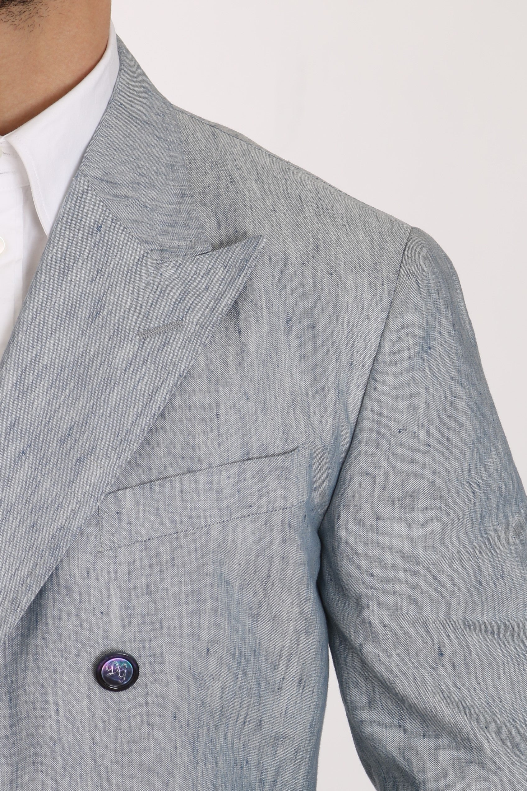 Dolce & Gabbana Blue Flax NAPOLI Jacket Coat Men's Blazer