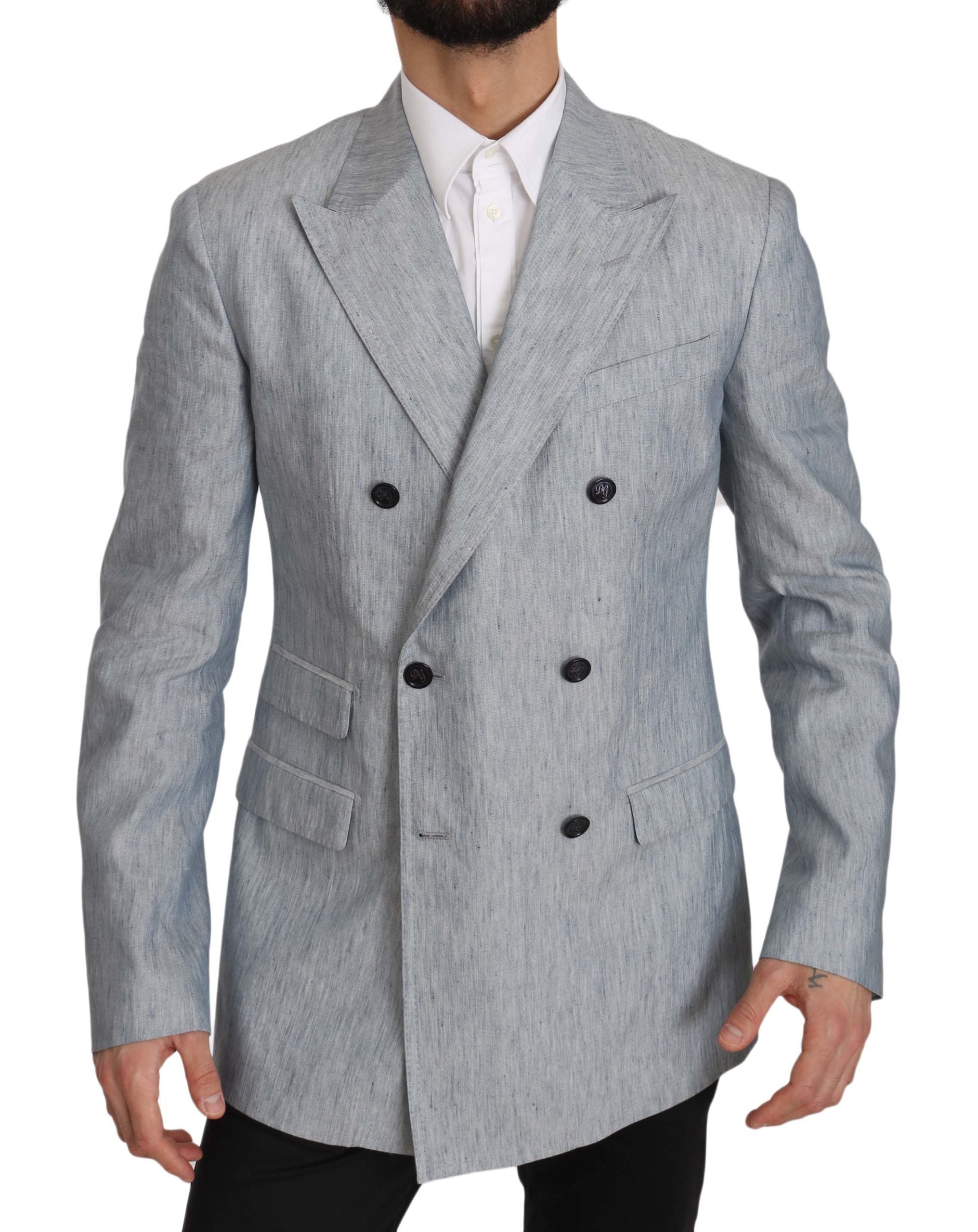 Dolce & Gabbana Blue Flax NAPOLI Jacket Coat Men's Blazer