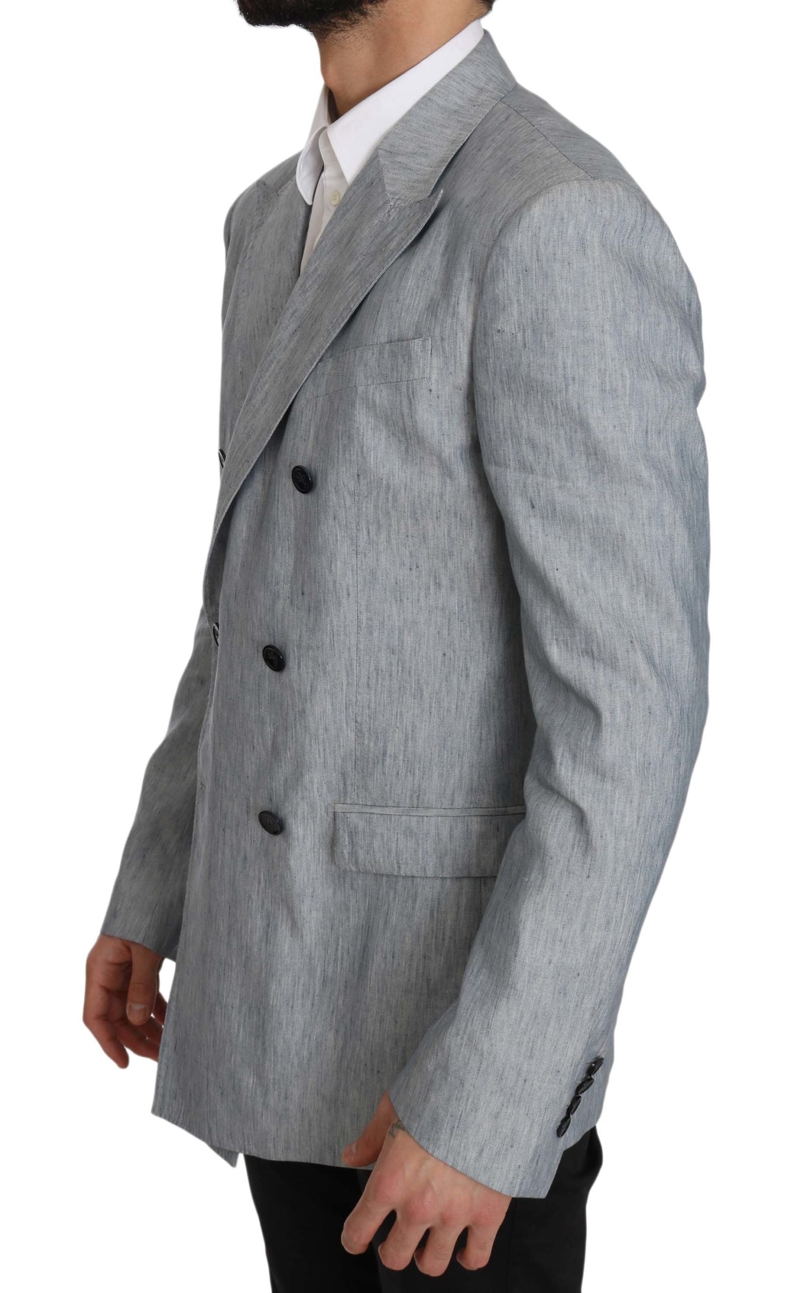 Dolce & Gabbana Blue Flax NAPOLI Jacket Coat Men's Blazer