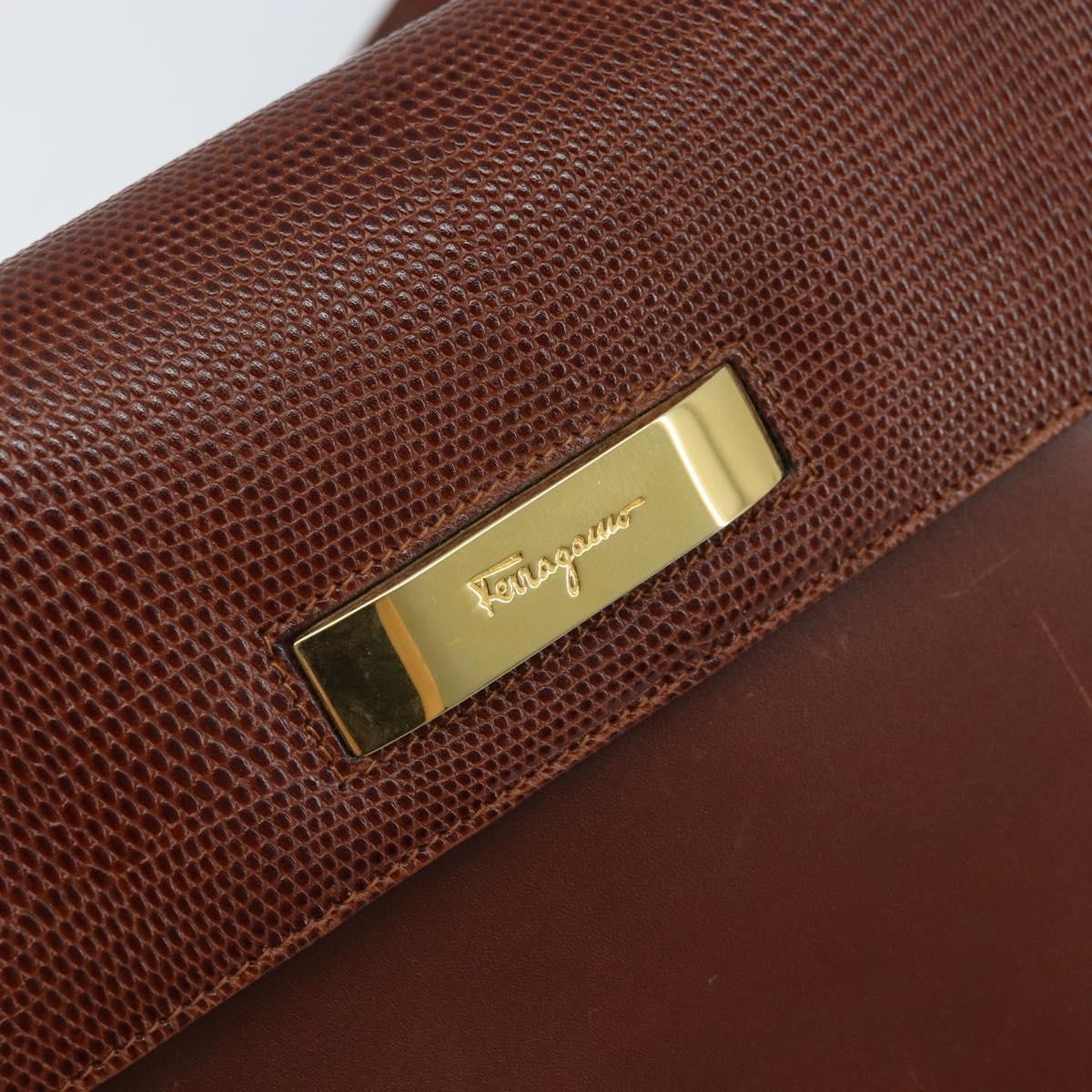 Salvatore Ferragamo Gancini Leather Brown Leather Shoulder Bag Bag (Pre-Owned)