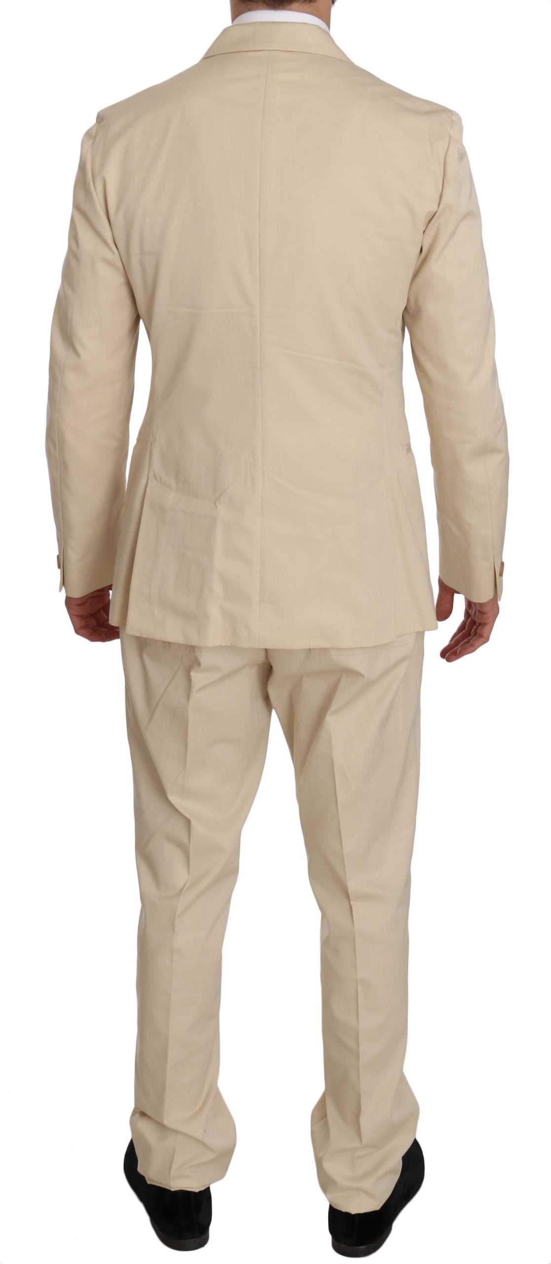 Romeo Gigli Two Piece 3 Button Beige Cotton Solid Men's Suit