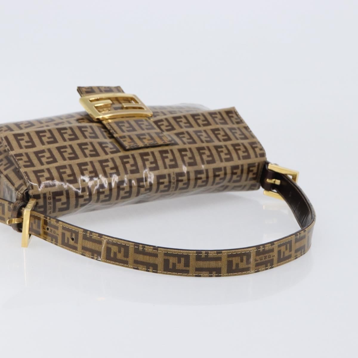 Fendi Mamma Baguette Zucca Patent Leather Beige Canvas Shoulder Bag Bag (Pre-Owned)