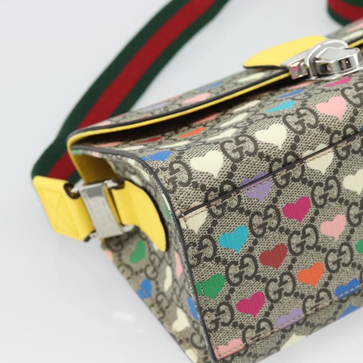 Gucci Children's Top Handle Flap Printed Gg Coated Canvas Beige Canvas Handbag (Pre-Owned)