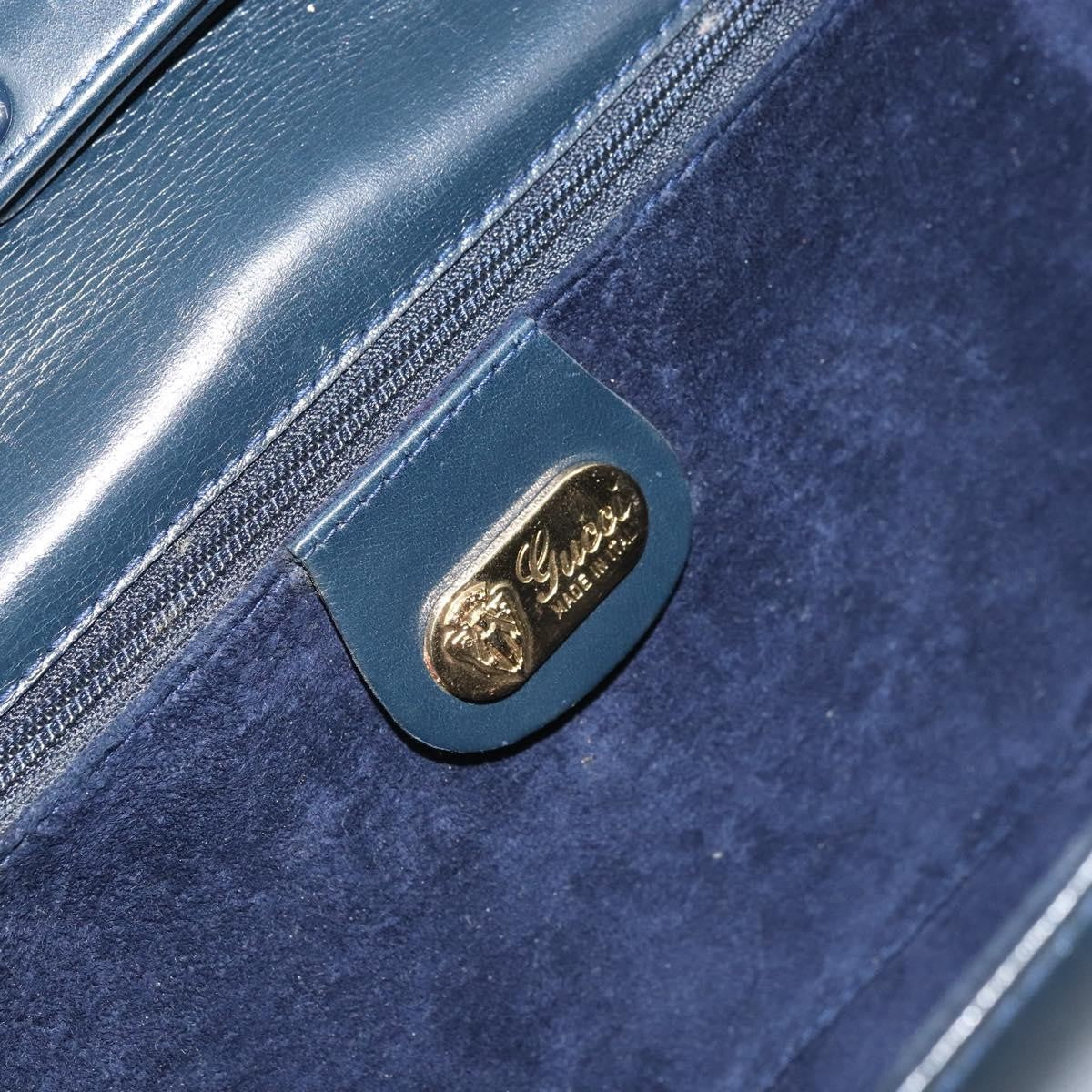 Gucci Vintage Interlocking G Flap Leather Navy Leather Shoulder Bag Bag (Pre-Owned)