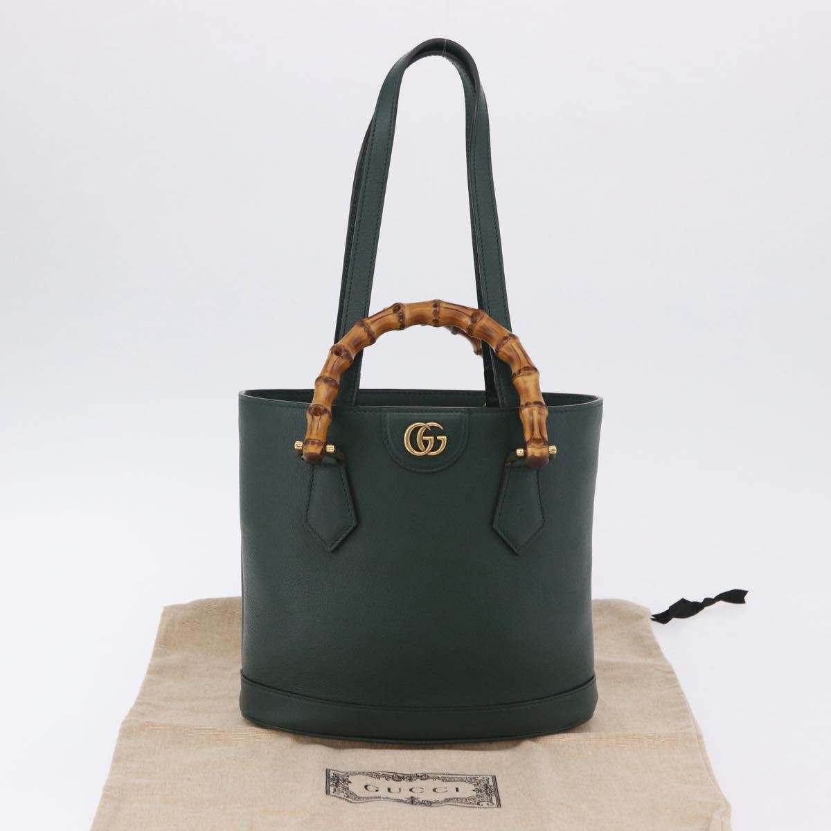 Gucci Diana Bamboo Handle Round Tote Leather Green Leather Tote Bag Bag (Pre-Owned)