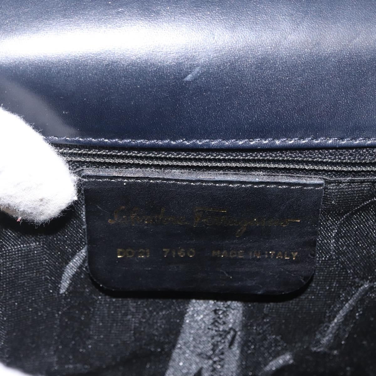 Salvatore Ferragamo Gancini Leather Navy Leather Shoulder Bag Bag (Pre-Owned)