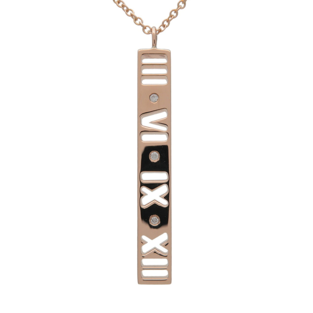 Tiffany & Co. Atlas Pierced Bar Drop Pendant 18K Rose Gold With Diamonds Pink Rose_Gold Necklace Jewelry (Pre-Owned)