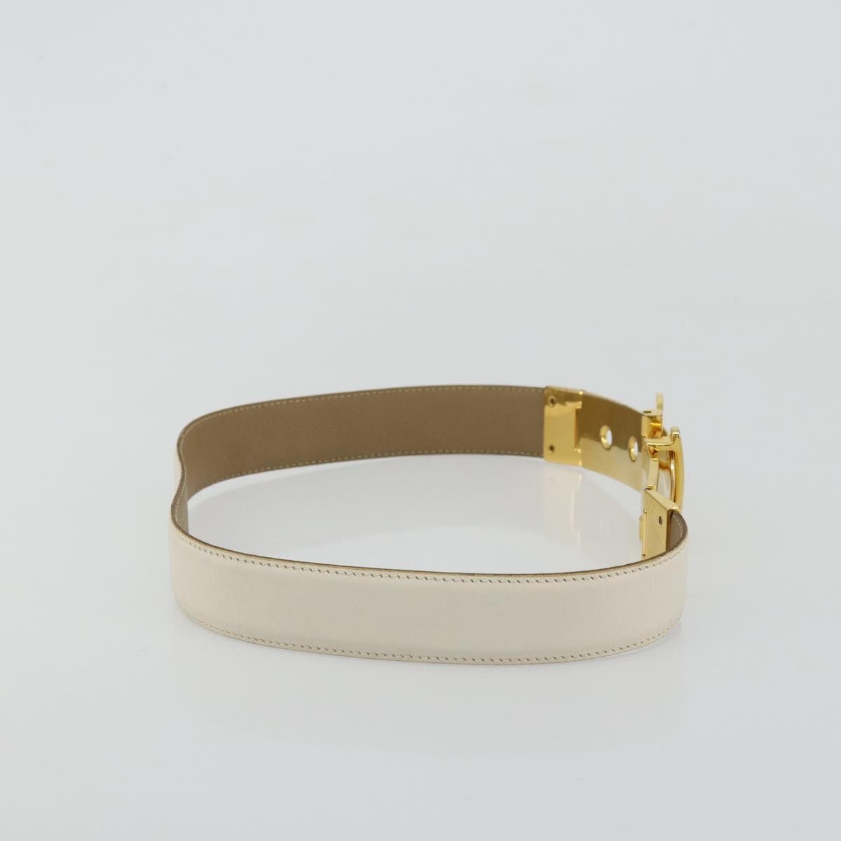 Salvatore Ferragamo Gancini Buckle Reversible Belt Leather White Leather Belts Accessory (Pre-Owned)