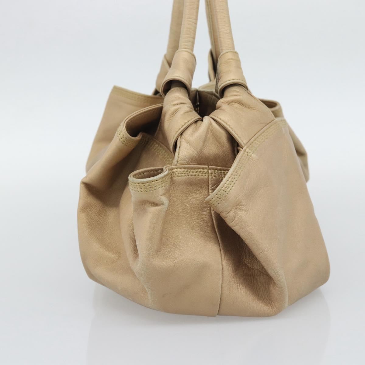 Loewe Anagram Logo Nappa Aire Hand Leather Beige Leather Handbag (Pre-Owned)