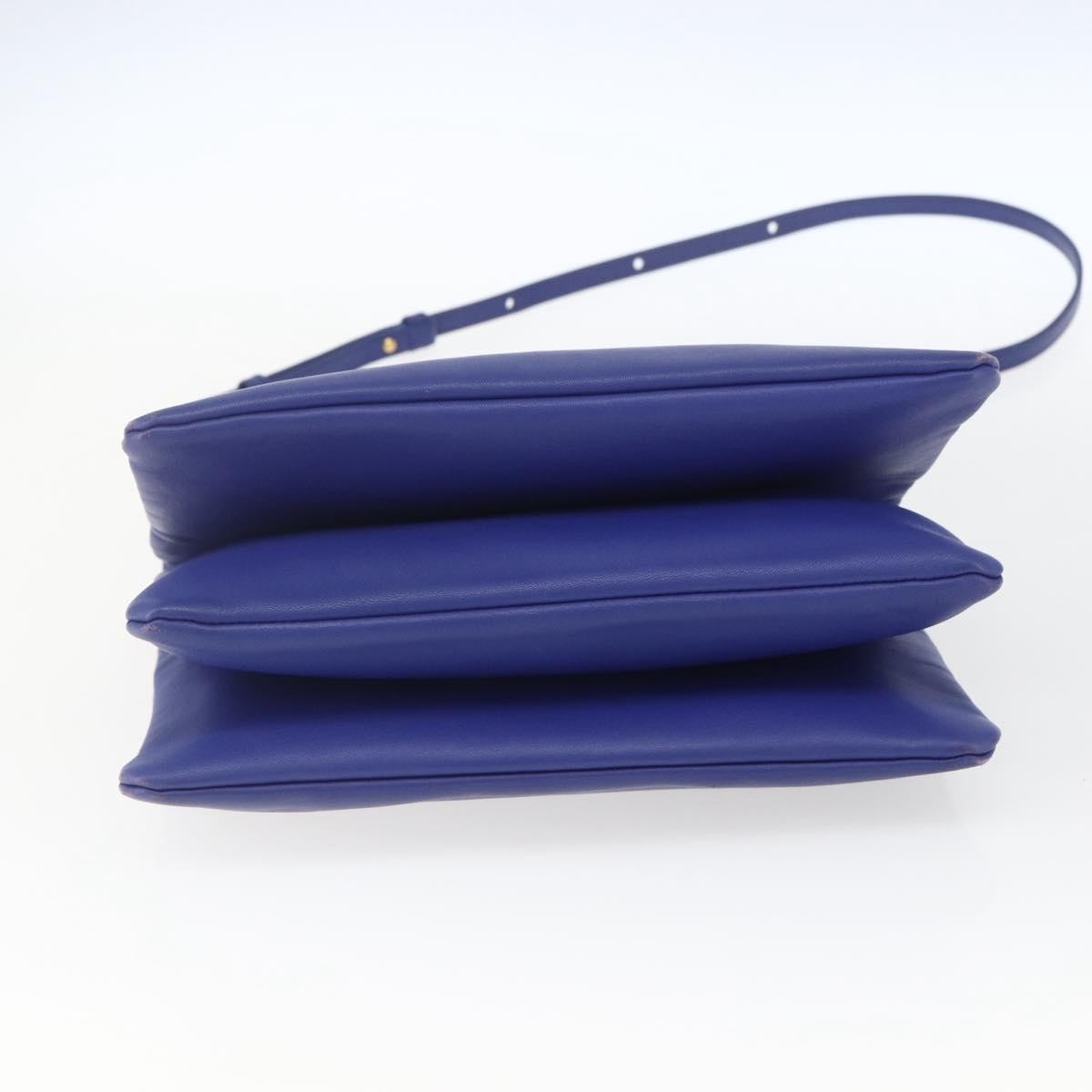 Celine Trio Leather Blue Leather Shoulder Bag Bag (Pre-Owned)