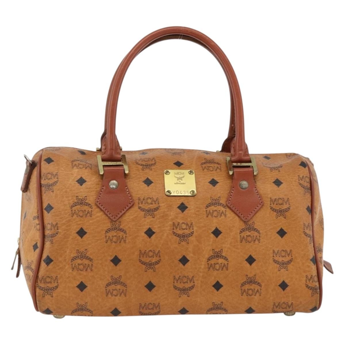 MCM Visetos Logogramme Leather Brown Leather Handbag (Pre-Owned)