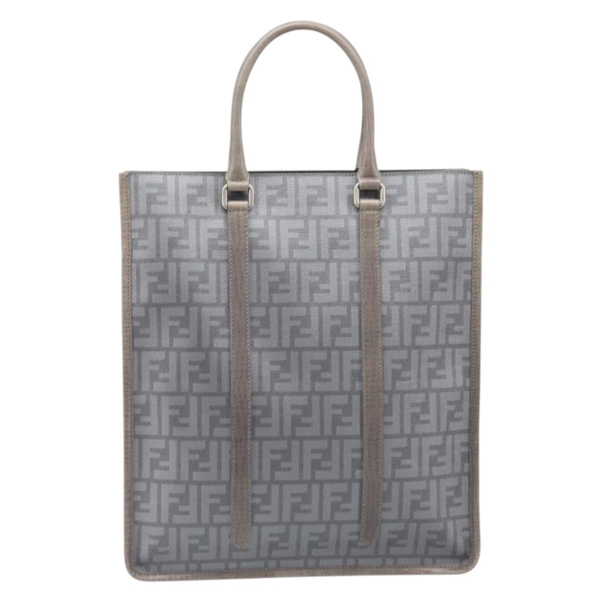Fendi Open Shopping Zucca Canvas Gray Canvas Tote Bag Bag (Pre-Owned)