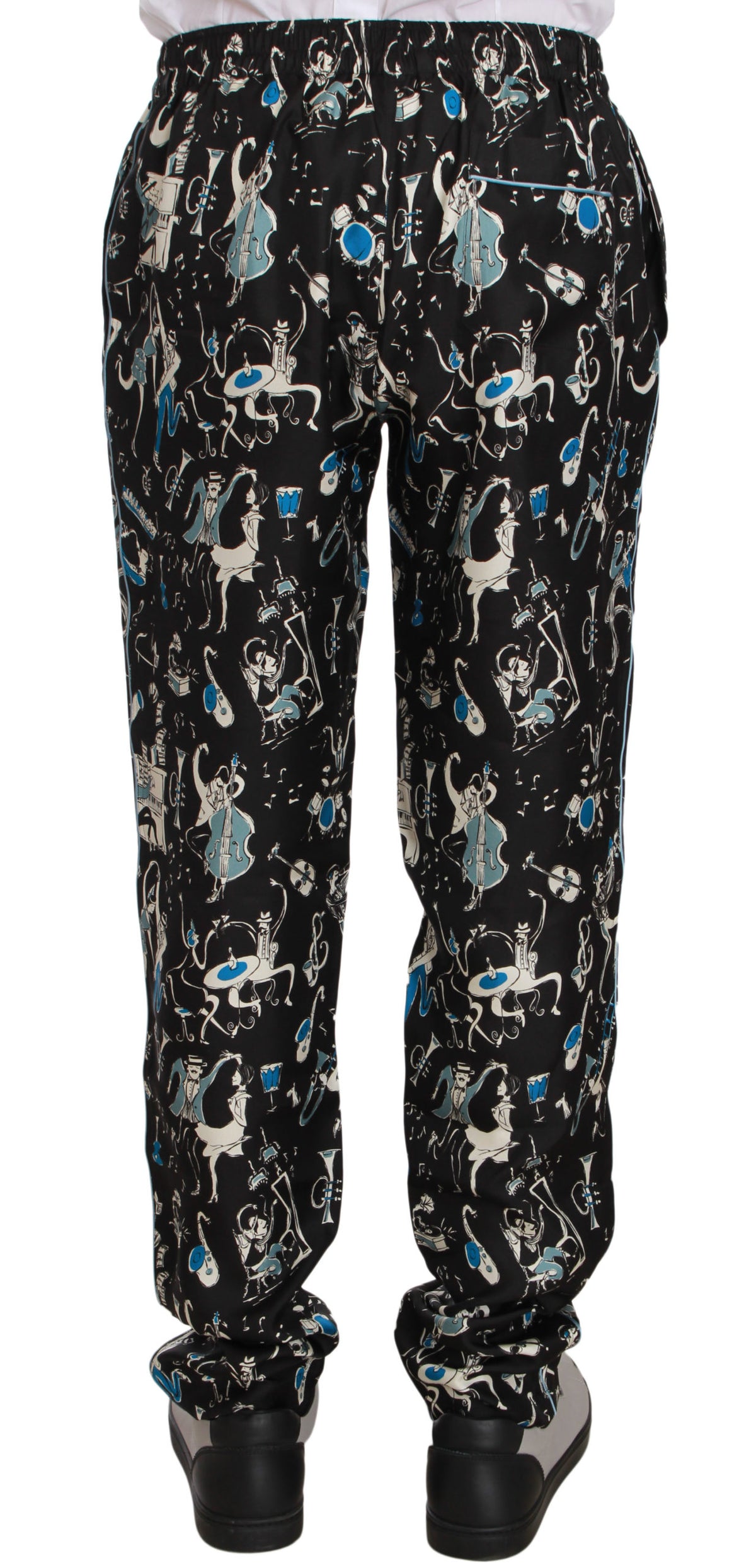 Dolce & Gabbana Black Musical Instrument Sleepwear Men's Pants
